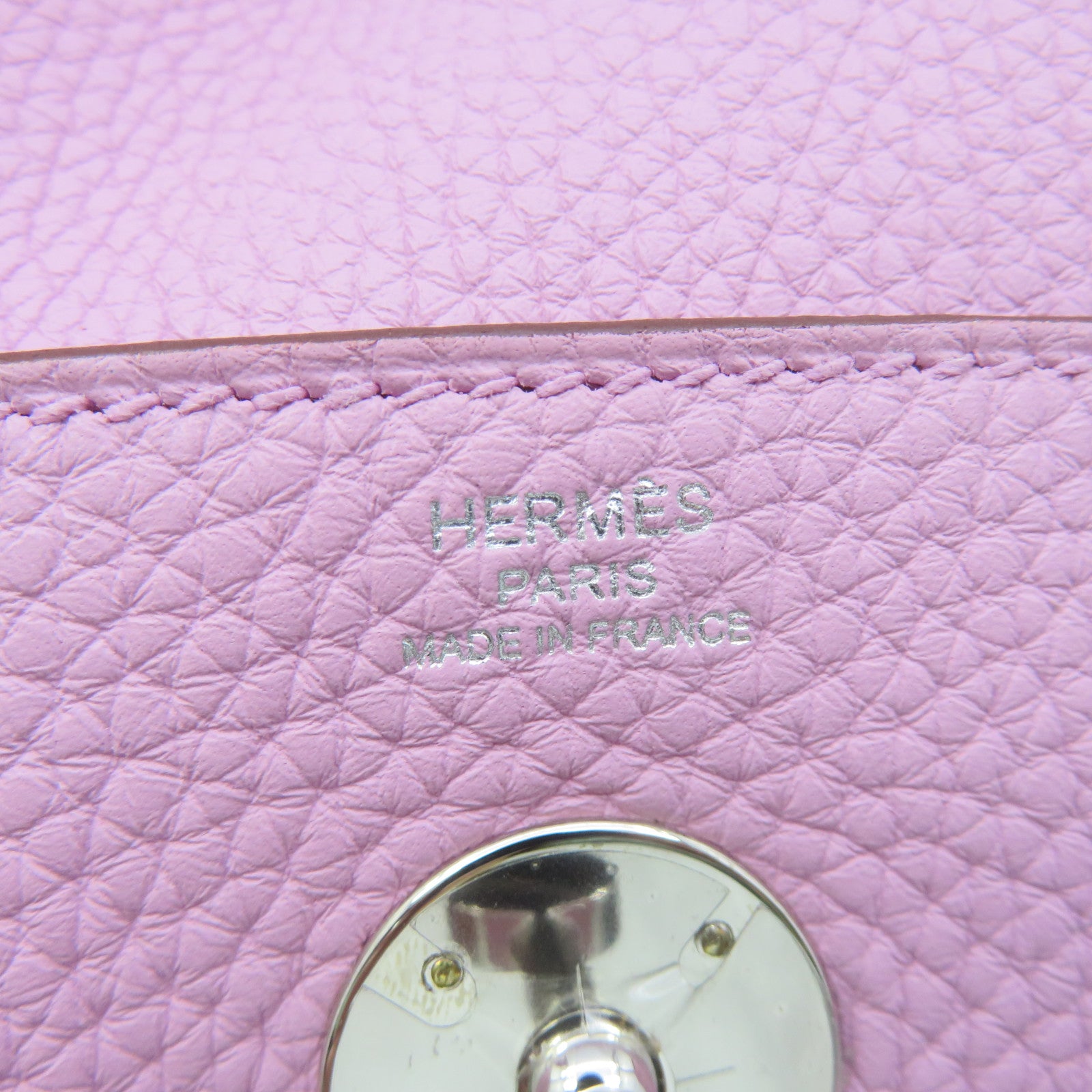 HERMES Clemence皮革Lindy 26 Shoulder Bag金扣银扣肩背袋X9粉红色