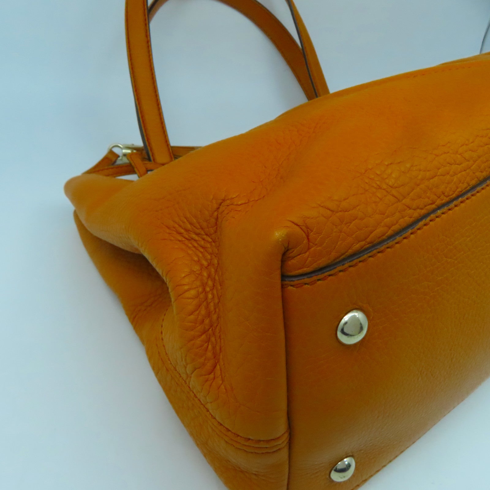 GUCCI 牛皮皮革Tote Bag金扣肩背袋橙色