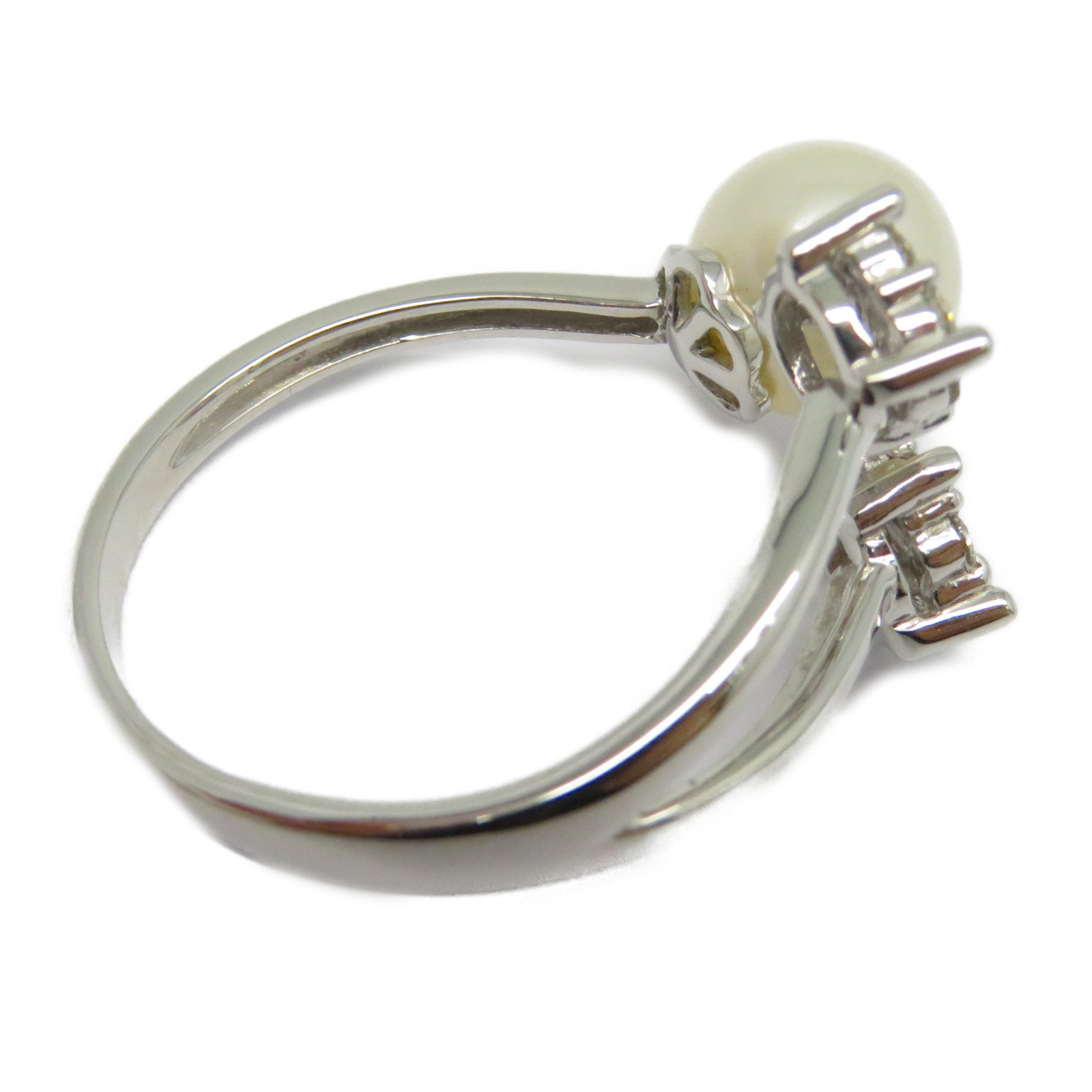 JEWELRY 【激減優惠】18K白金Diamond Pearl Ring 0.242ct鑽石/珍珠戒指US#6.75