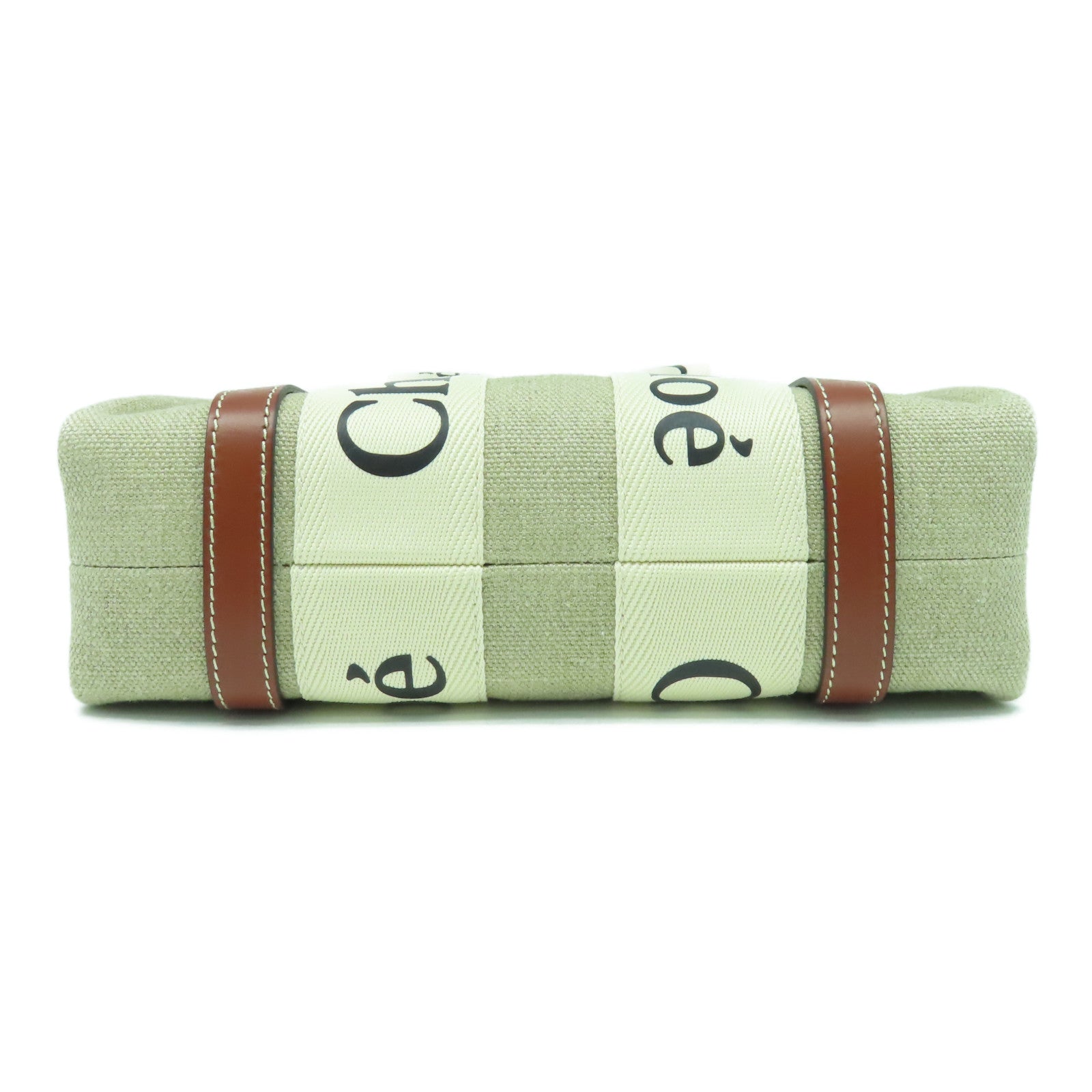 Chloe 帆布/皮革Small Woody Tote bag金扣手挽肩背兩用袋米色/啡色
