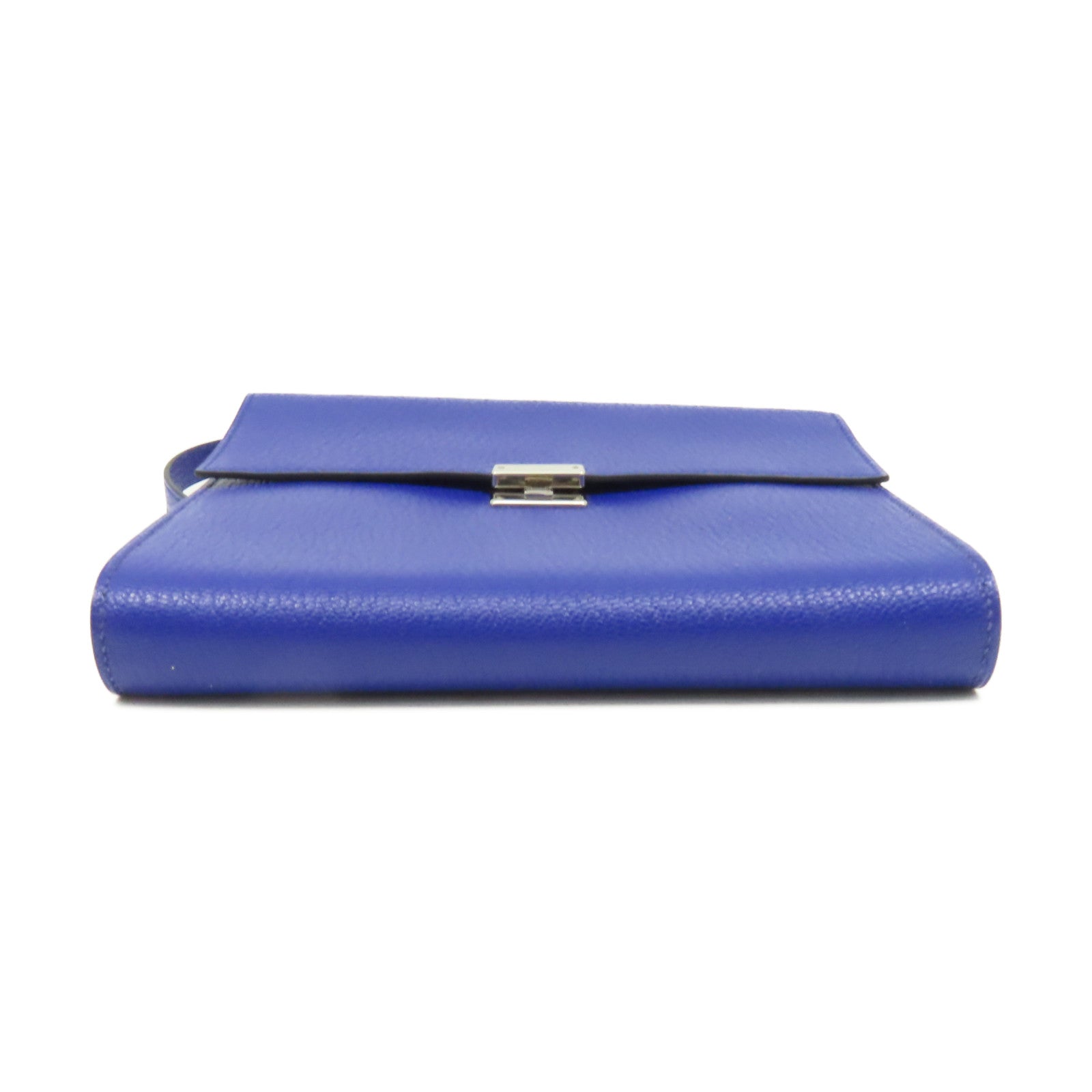 HERMES Chevre皮革Clic 16 Shoulder Bag銀扣肩背袋Bleu Electrique電光藍色