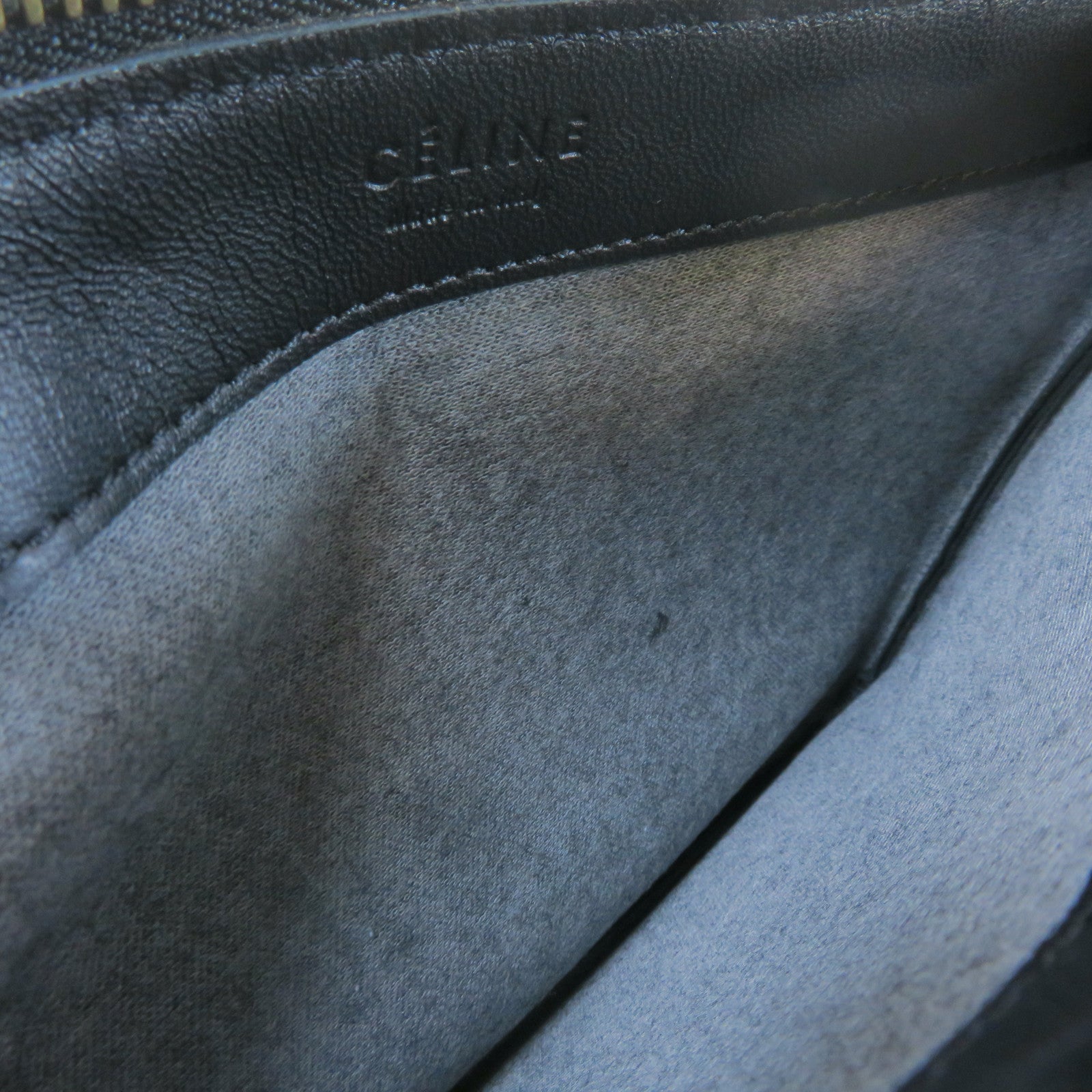 CELINE 牛皮皮革Trio金扣肩背袋黑色