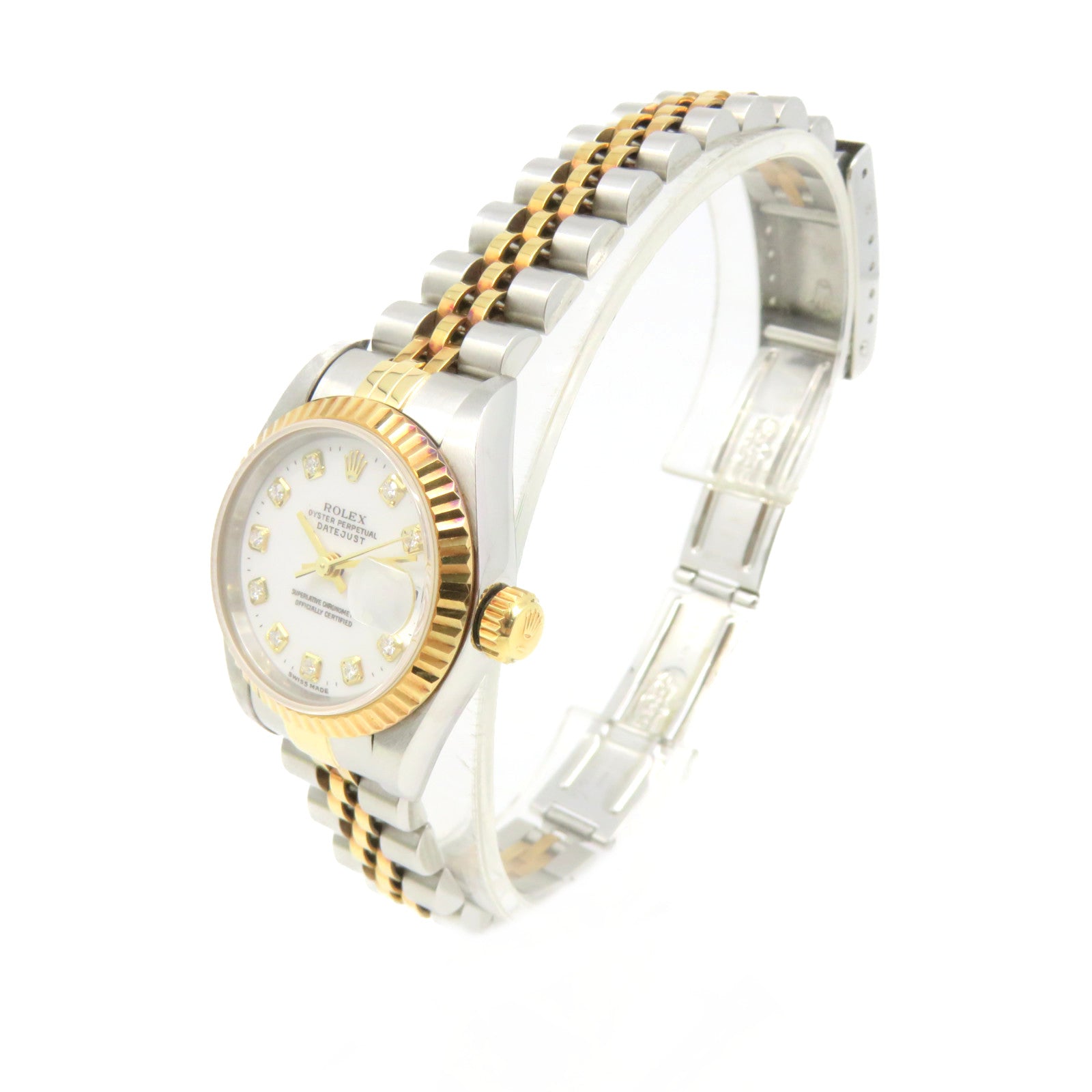 ROLEX Datejust Watch18K玫瑰金/不鏽鋼自動機芯手錶白色