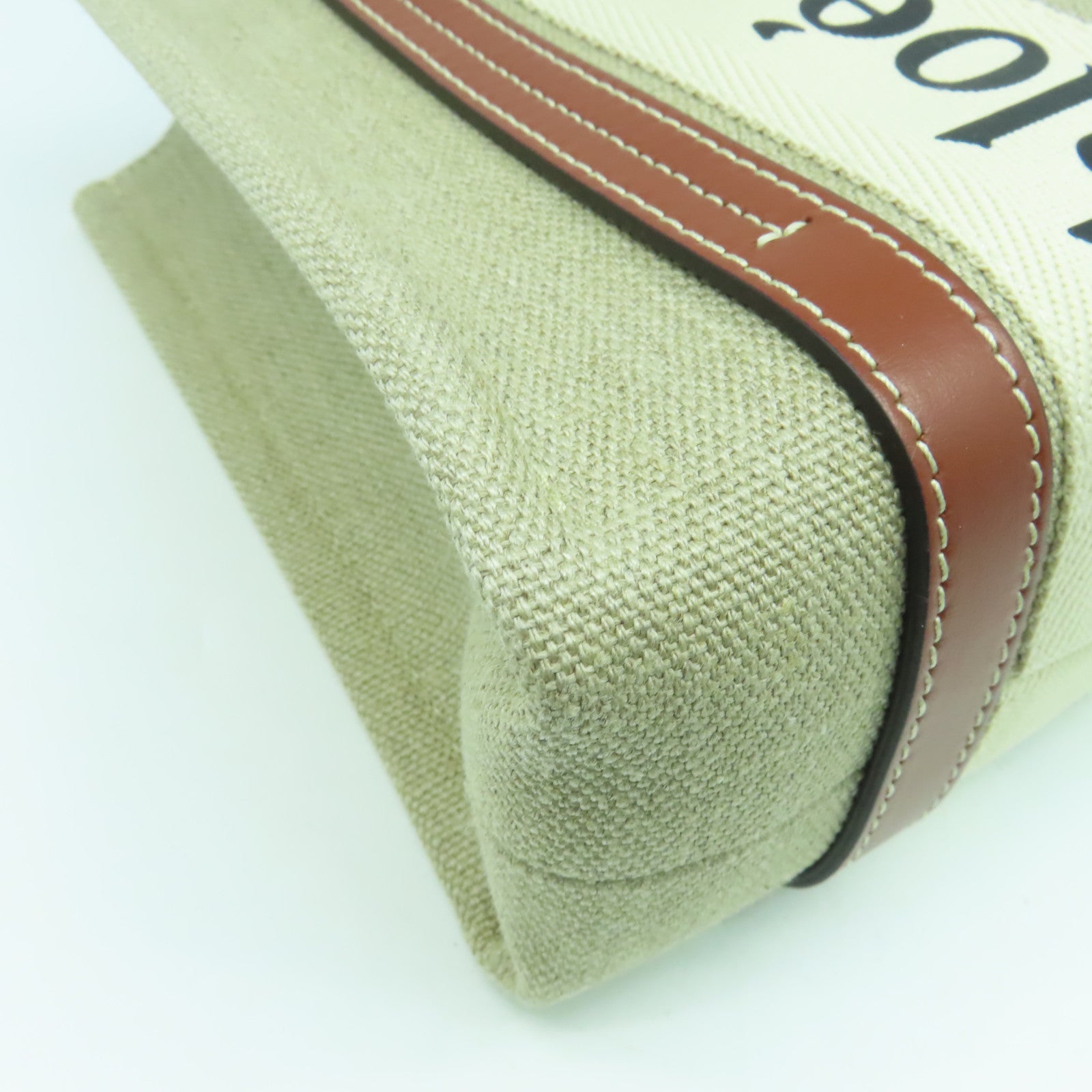 Chloe 帆布/皮革Small Woody Tote bag金扣手挽肩背兩用袋米色/啡色