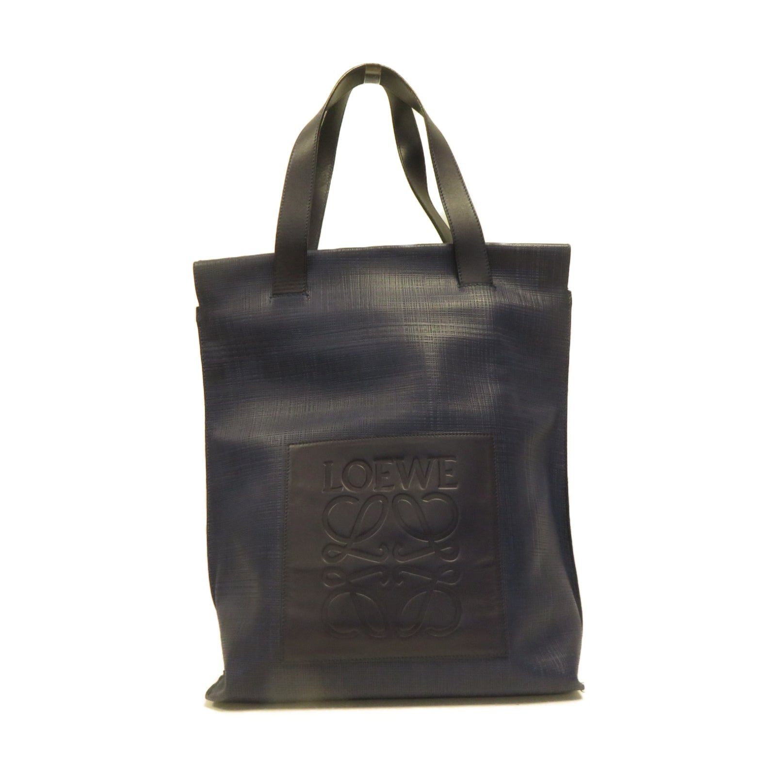 LOEWE 牛皮皮革Tote Bag金扣肩背袋藍色