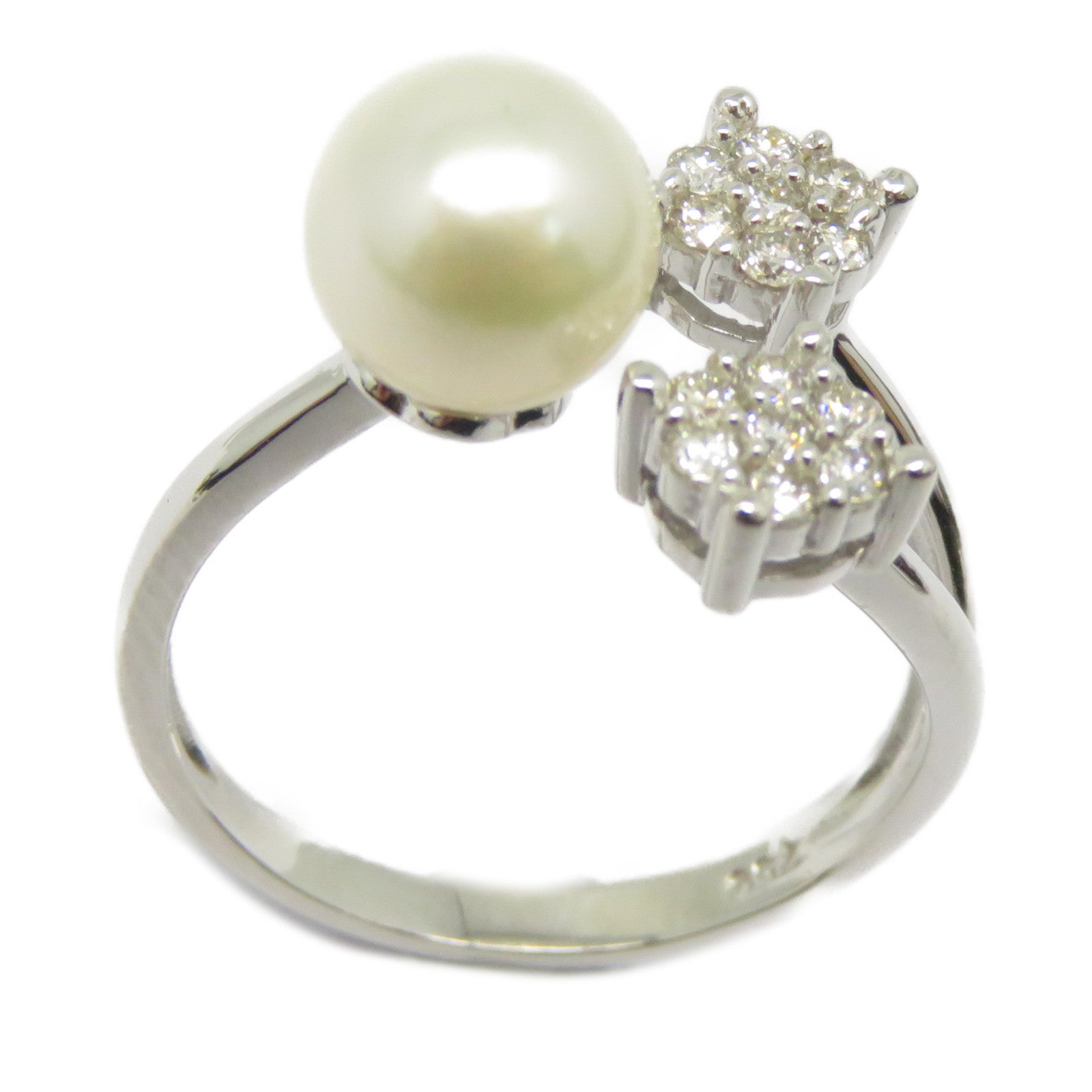 JEWELRY 【激減優惠】18K白金Diamond Pearl Ring 0.242ct鑽石/珍珠戒指US#6.75