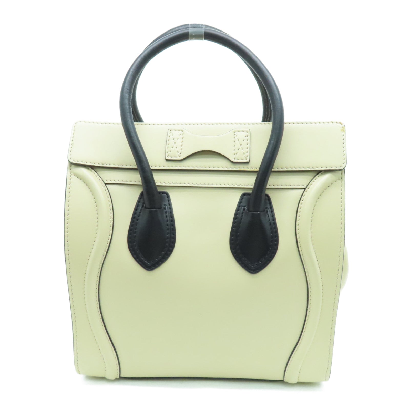 CELINE Leather Micro Luggage Gold Buckle Shoulder Bag Beige