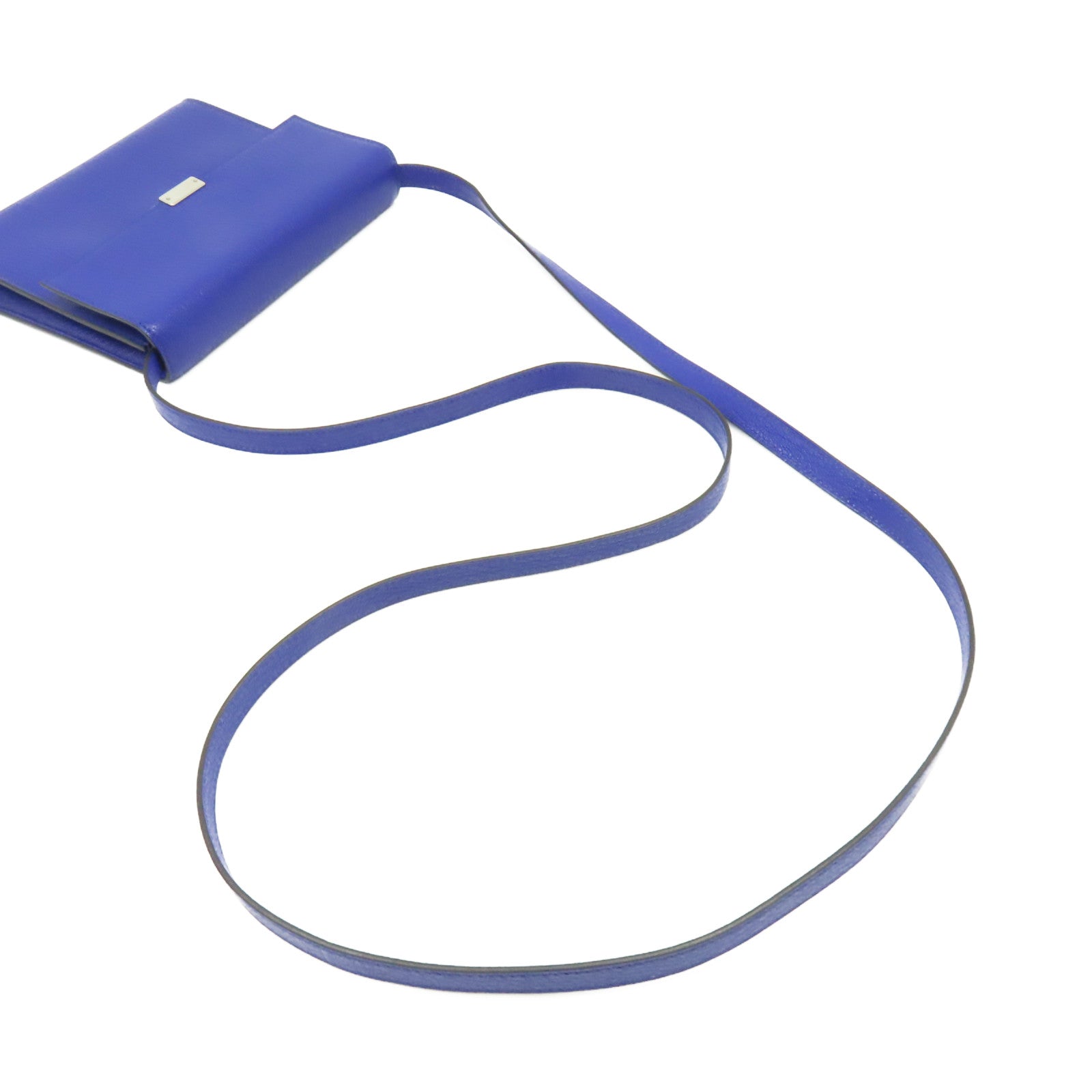 HERMES Chevre皮革Clic 16 Shoulder Bag銀扣肩背袋Bleu Electrique電光藍色