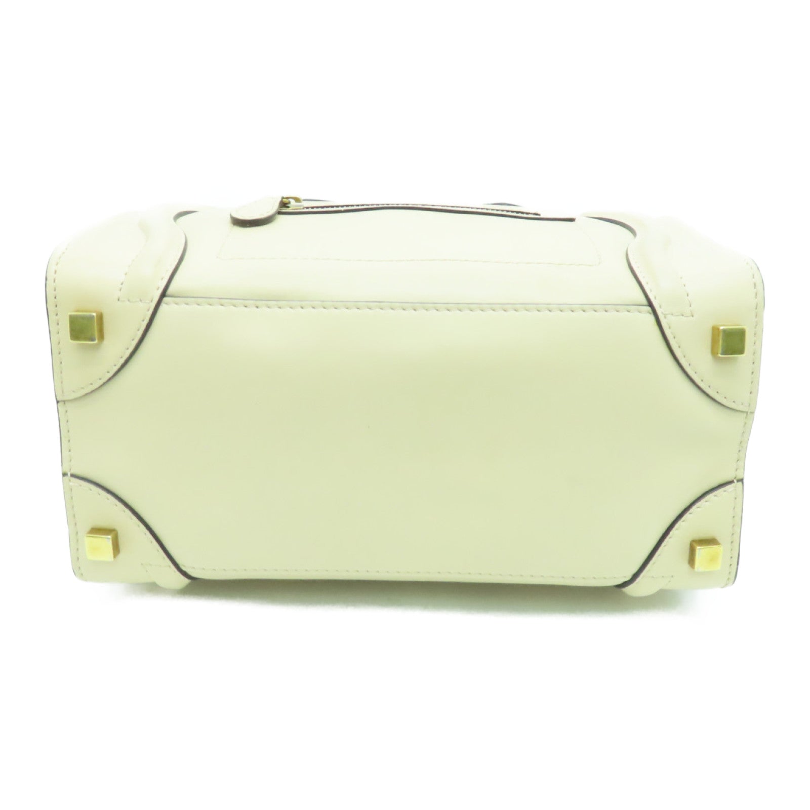 CELINE Leather Micro Luggage Gold Buckle Shoulder Bag Beige