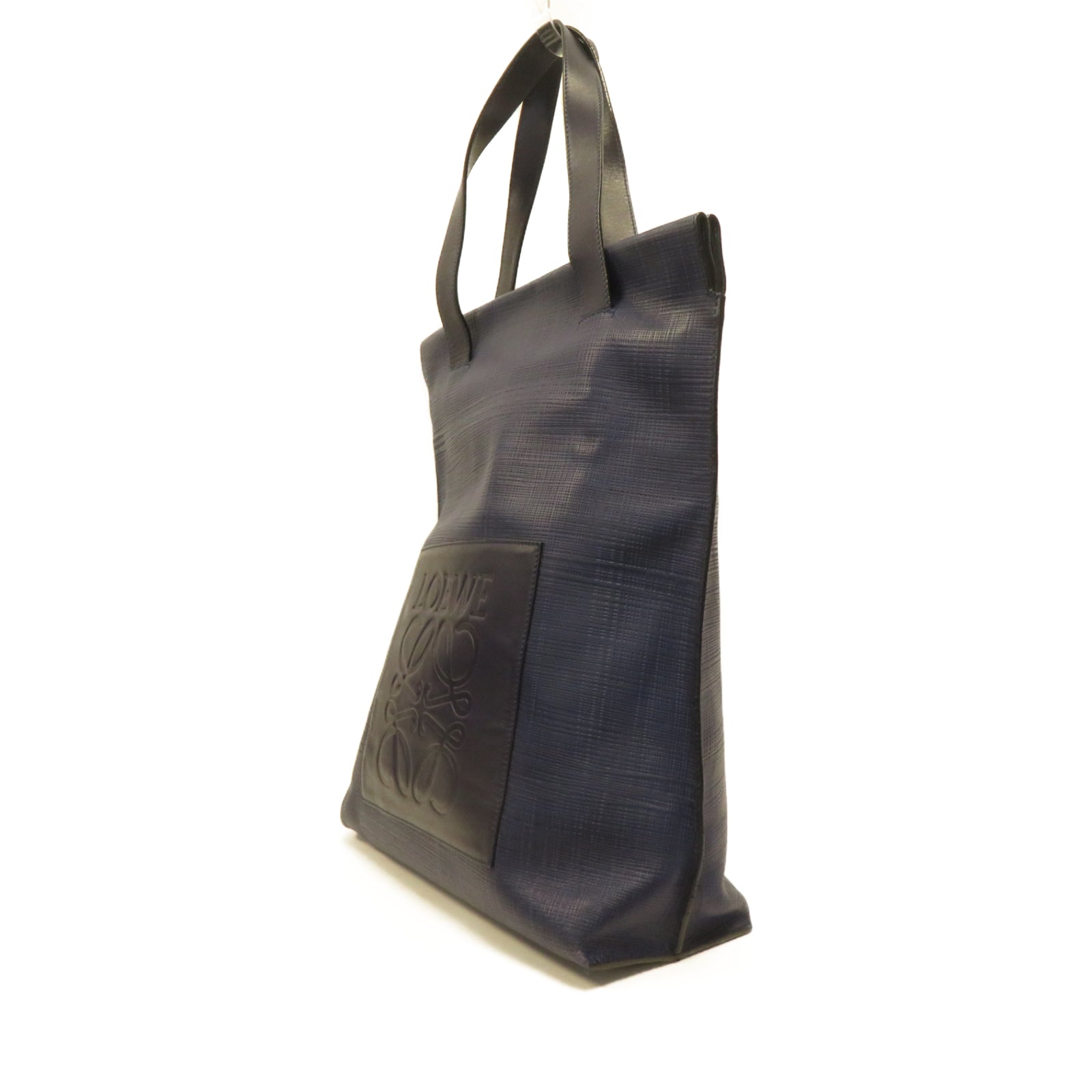 LOEWE 牛皮皮革Tote Bag金扣肩背袋藍色