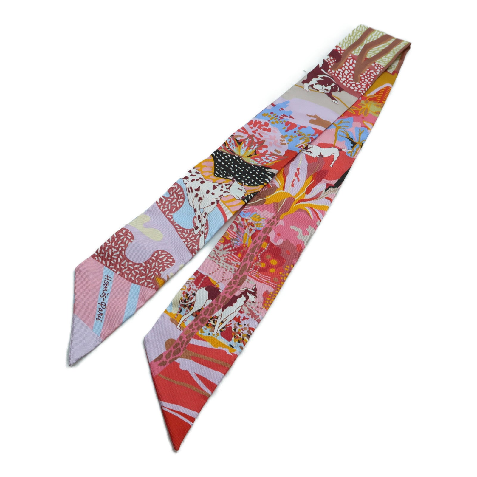 HERMES 絲質Twilly絲巾紅色