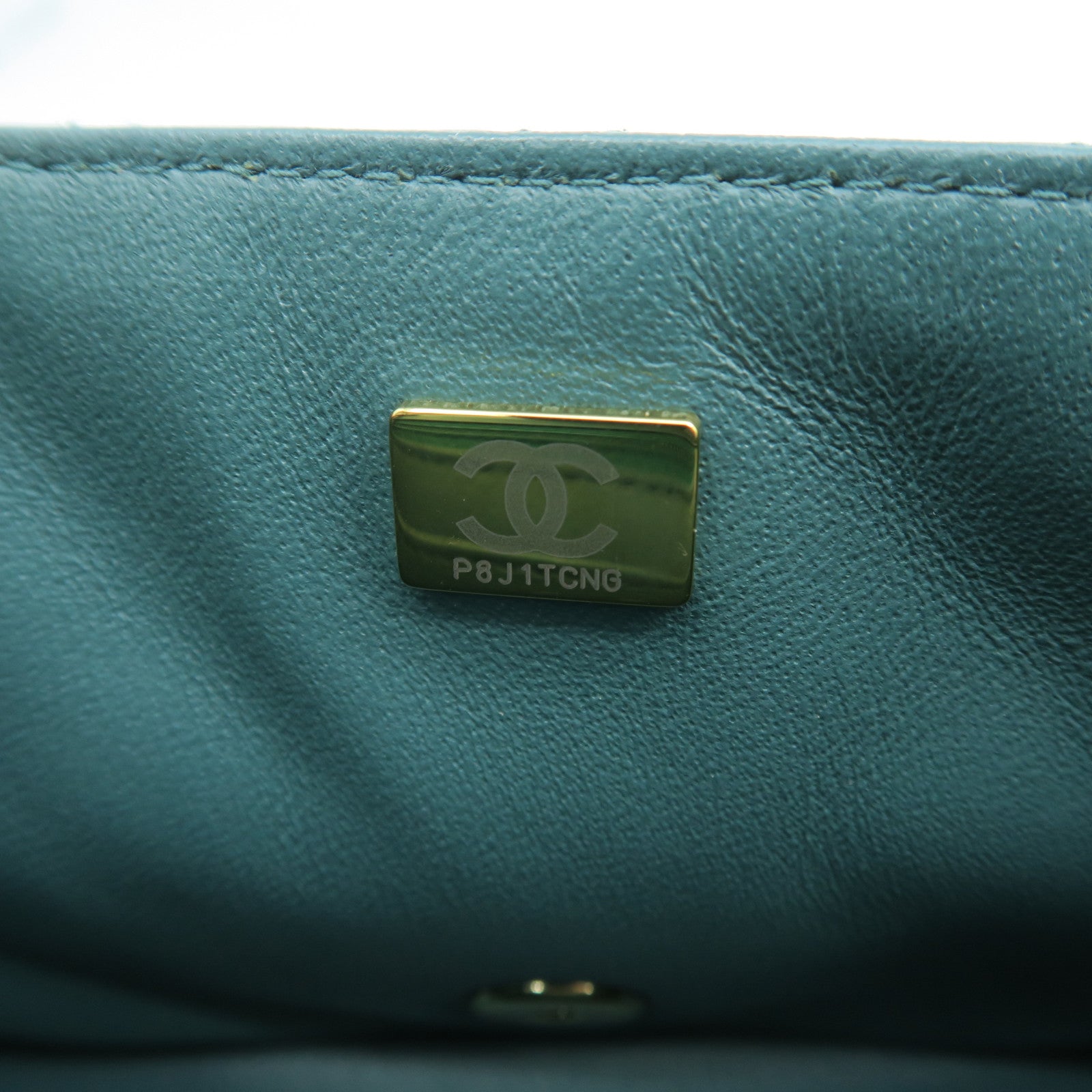 CHANEL rhombic cowhide leather Mini 17cm gold buckle chain shoulder bag green
