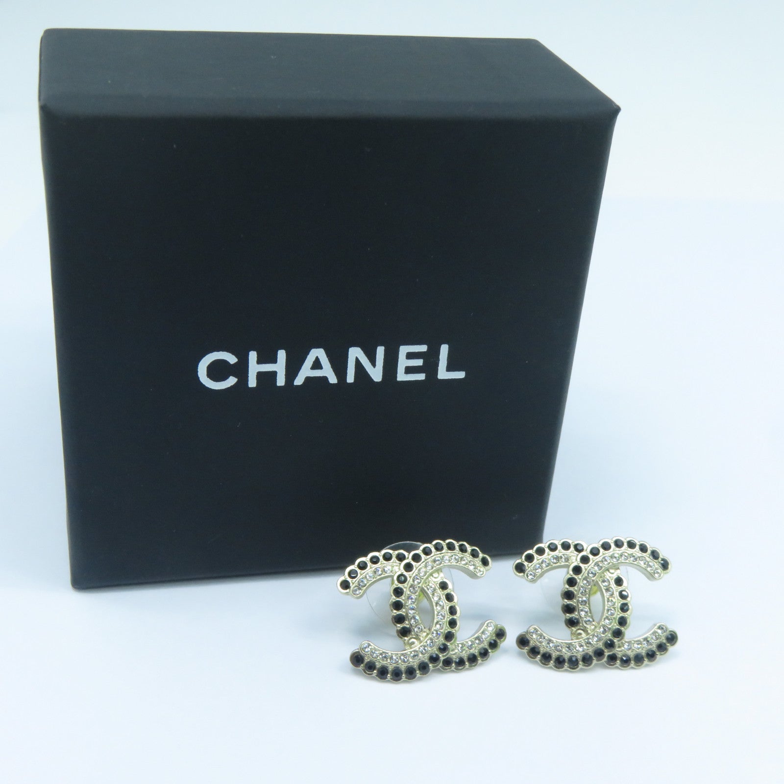 CHANEL 金屬Earrings水晶耳環金色/黑色
