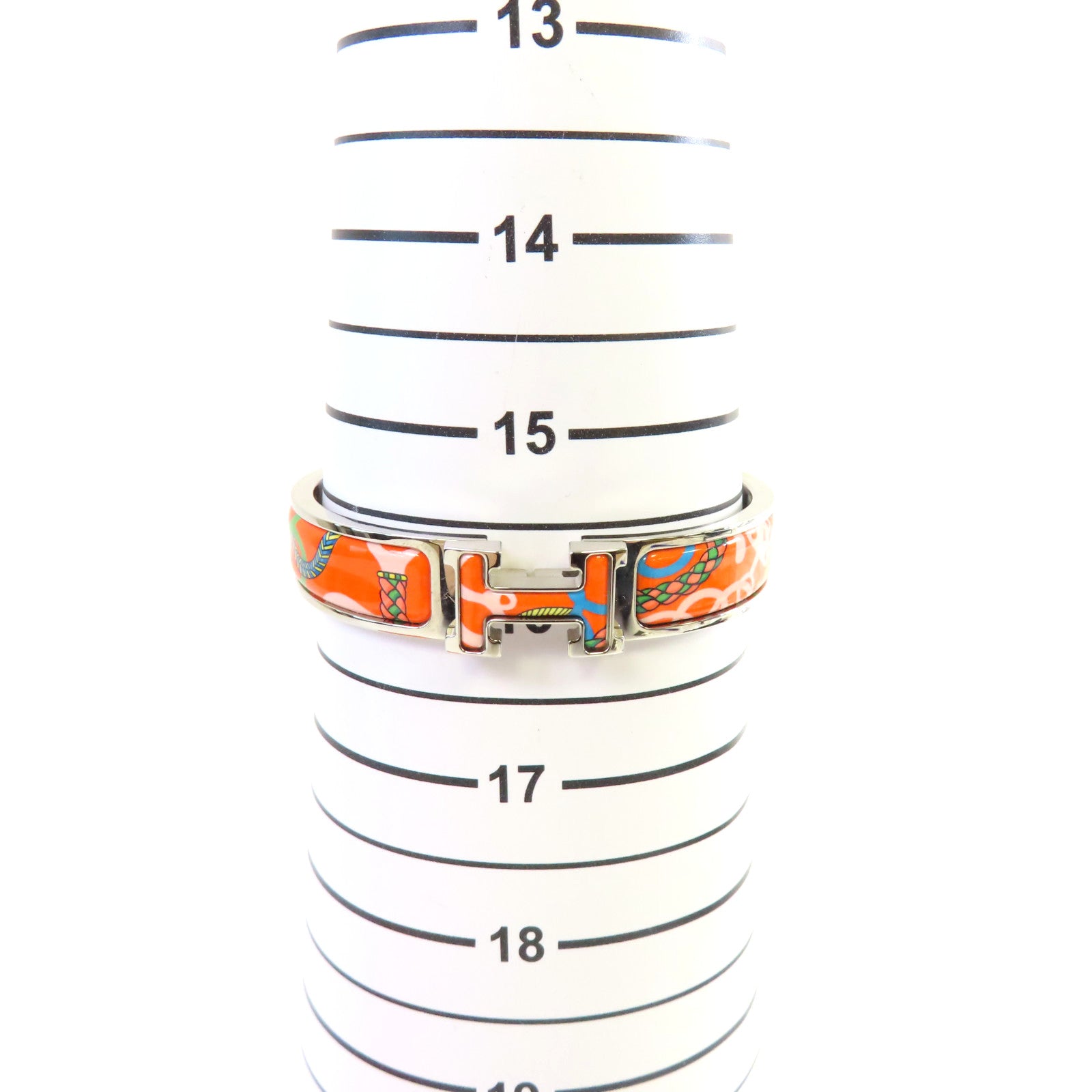 HERMES 金屬/琺瑯Clic H Bracelet銀扣手鐲橙色/彩色/銀色