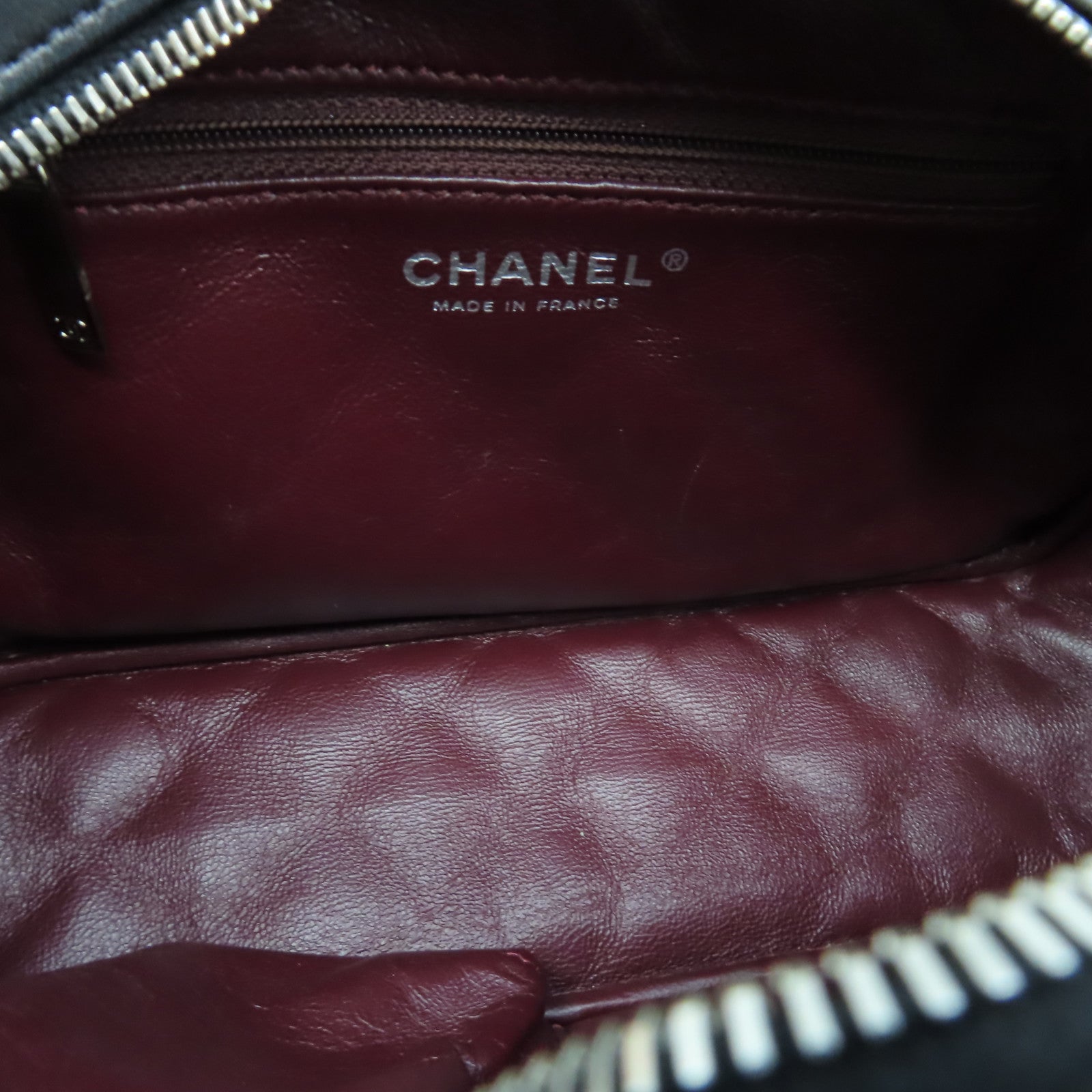 CHANEL 菱格羊皮皮革Chain Shoulder銀扣鏈帶肩背袋黑色
