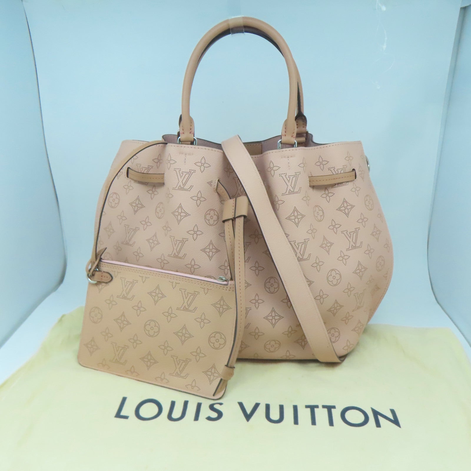 LOUIS VUITTON Mahina Girolata Bag銀扣手挽肩背兩用袋粉紅色