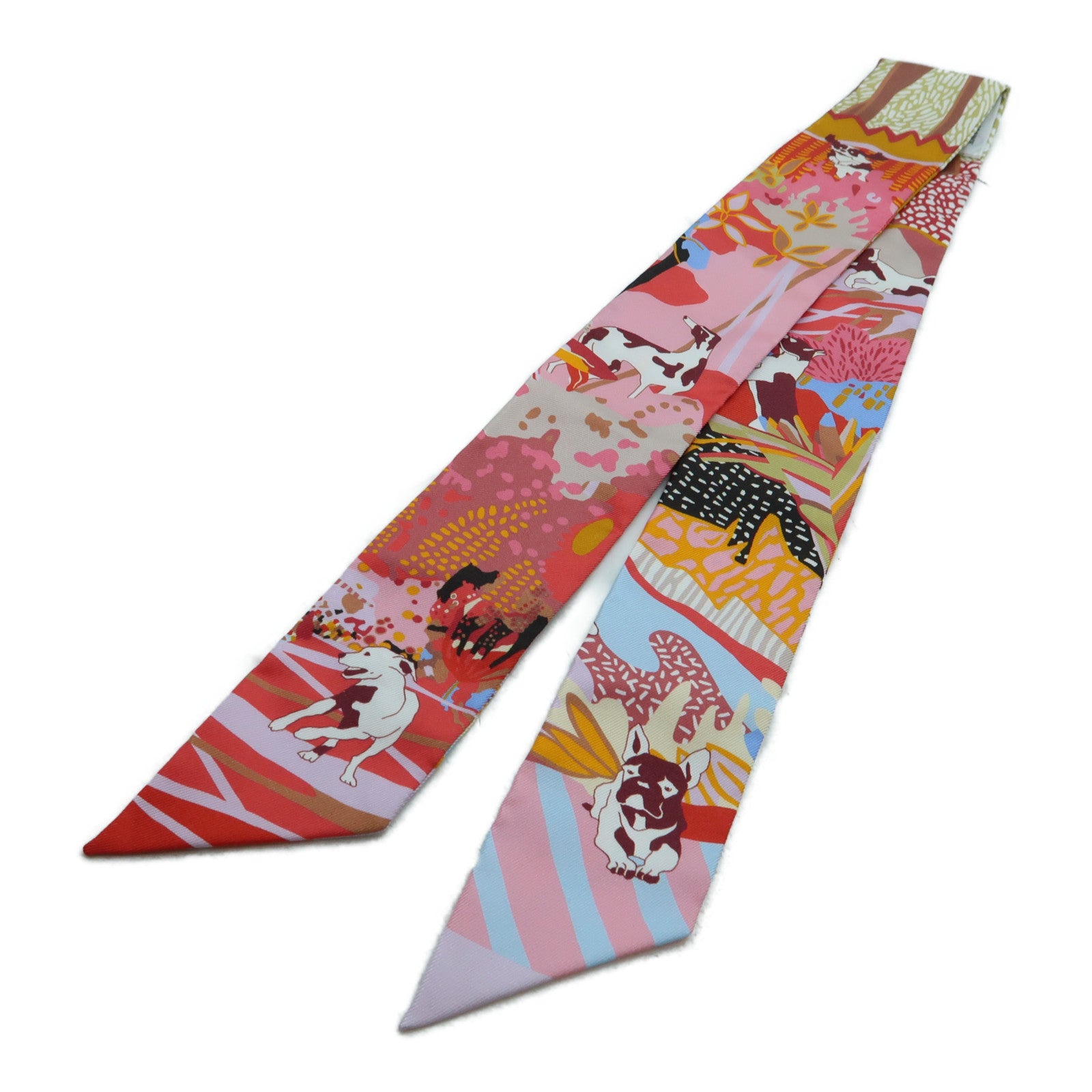 HERMES 絲質Twilly絲巾紅色