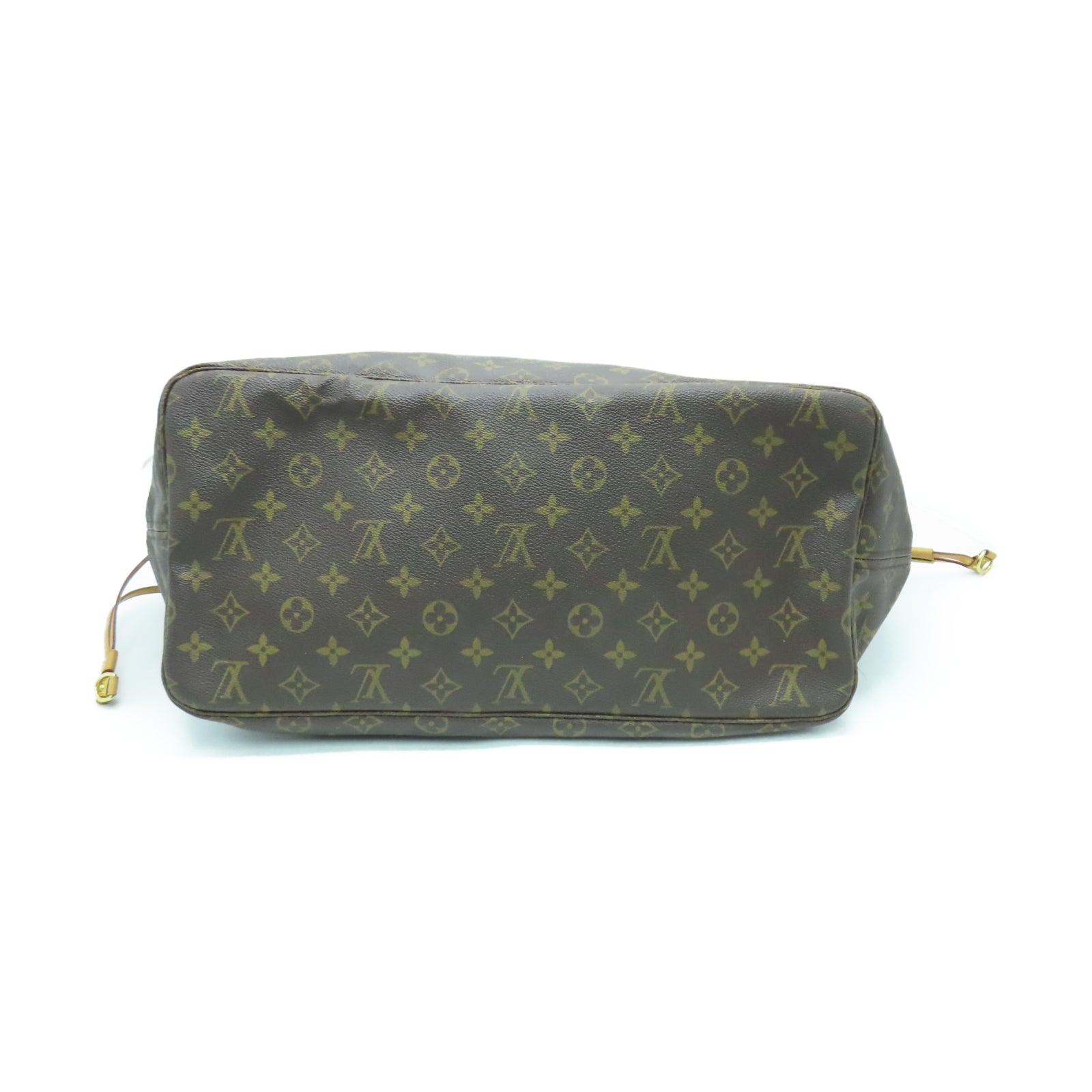 LOUIS VUITTON Monogram Neverfull GM金扣手挽袋棕色