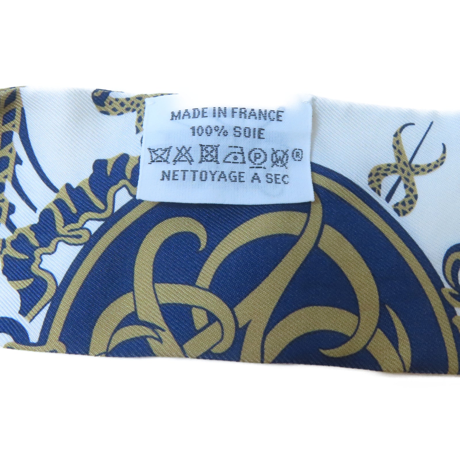 HERMES 絲質Twilly絲巾白色/藍色