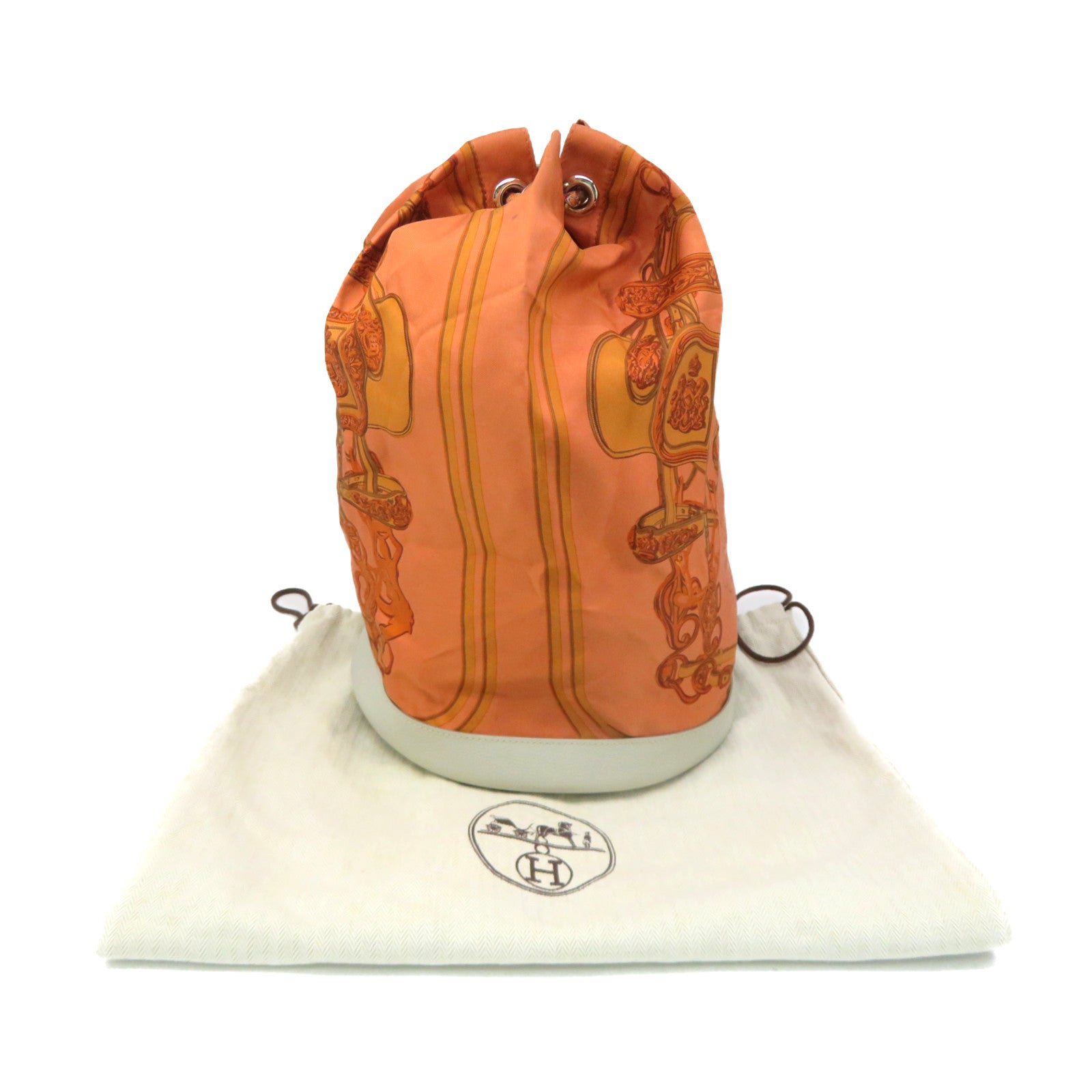 HERMES 丝质/Evercolour皮革Brides De Gala Shoulder Bag肩背袋Blush/Gris Perlel橙色/米白色