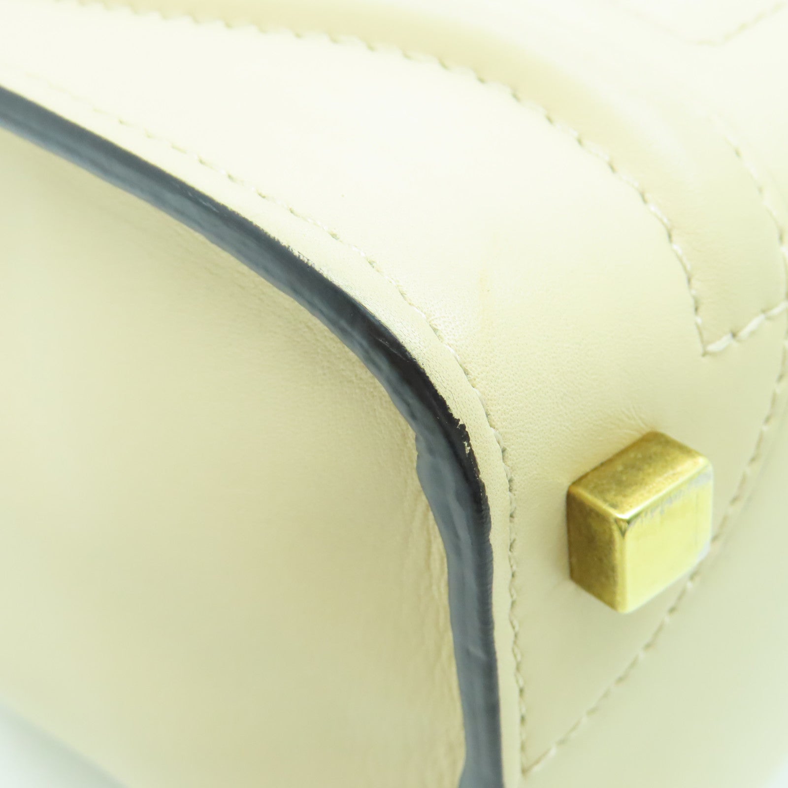 CELINE Leather Micro Luggage Gold Buckle Shoulder Bag Beige