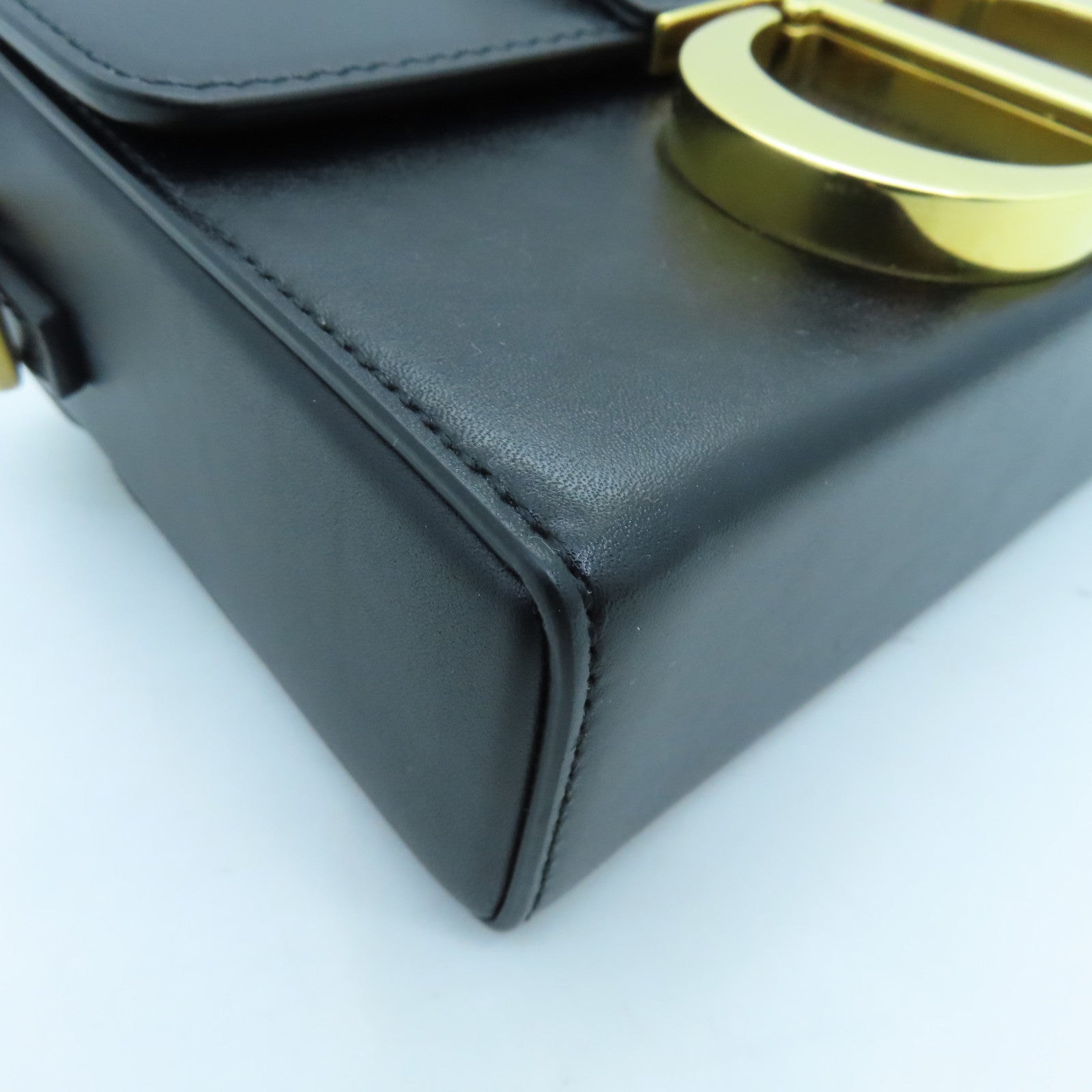 Dior Calfskin Leather 30 Montaigne Silver Buckle Shoulder Bag Black