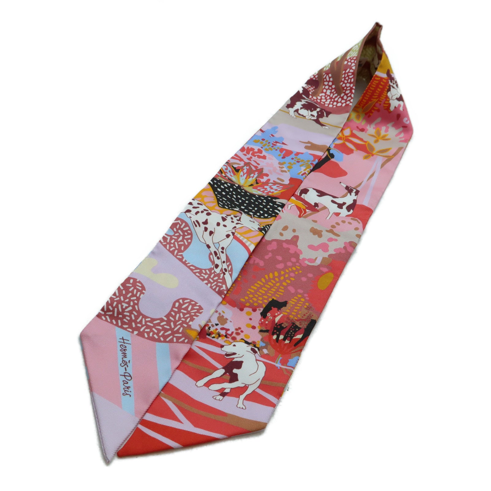 HERMES 絲質Twilly絲巾紅色