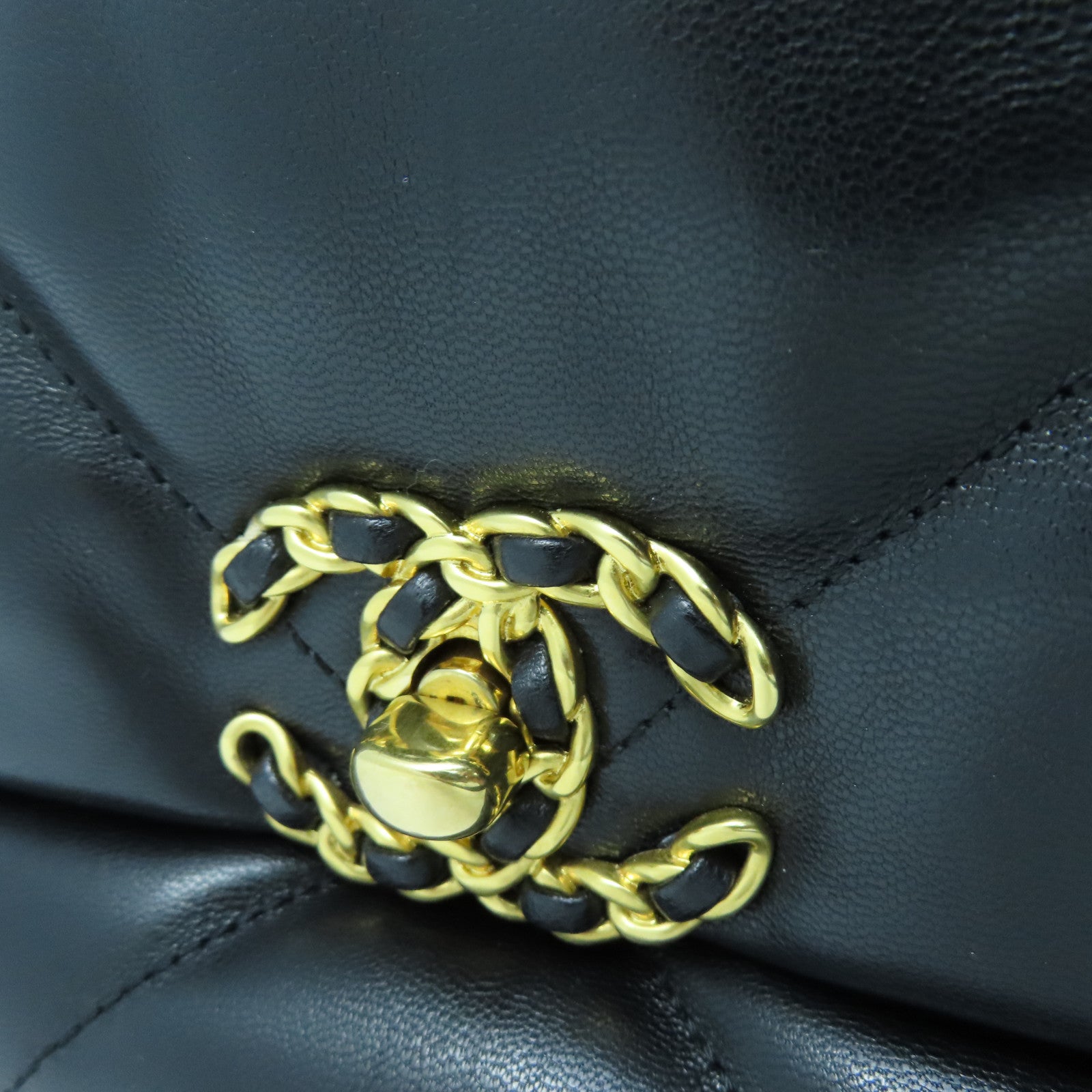 CHANEL 菱格羊皮皮革2 Way Bag金扣手挽肩背兩用袋黑色