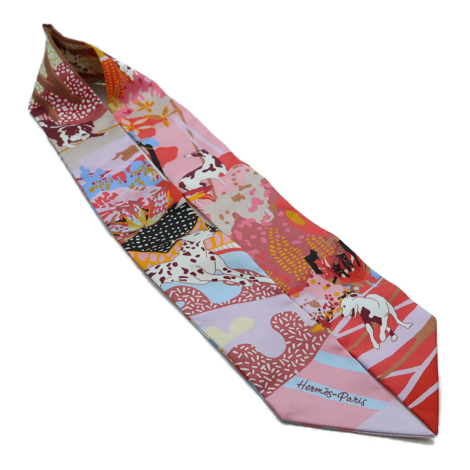 HERMES 絲質Twilly絲巾紅色
