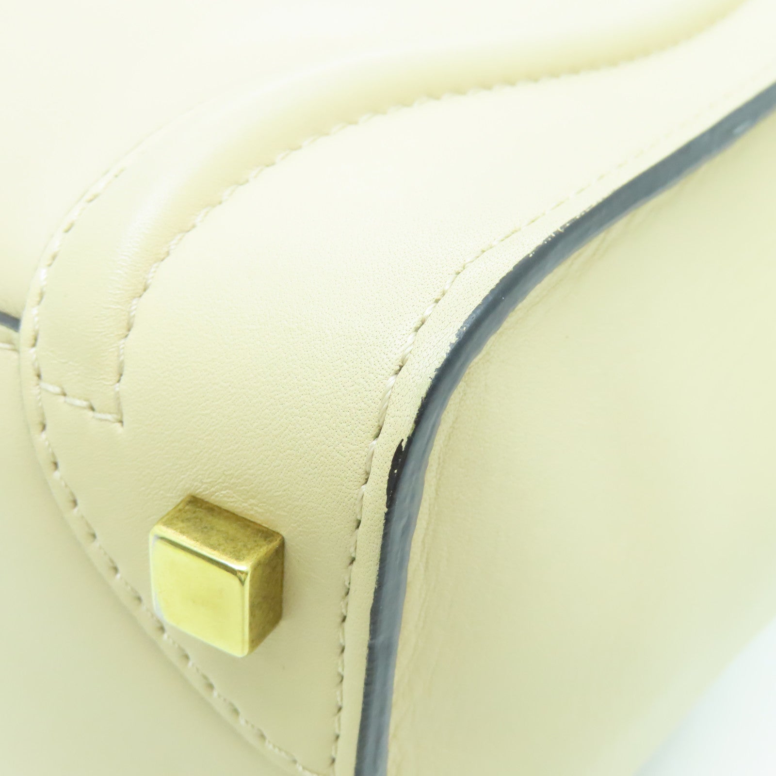 CELINE Leather Micro Luggage Gold Buckle Shoulder Bag Beige