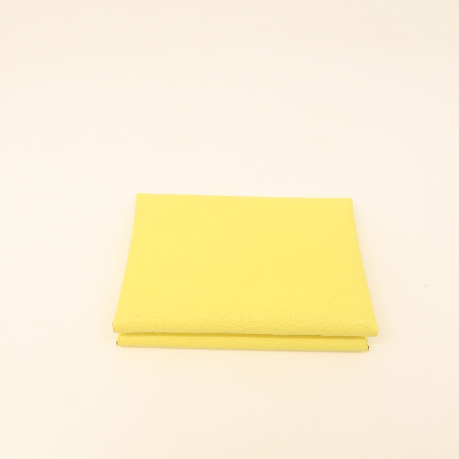 HERMES Chevre Leather Portefeuille Calvi Silver Buckle Card Holder Yellow