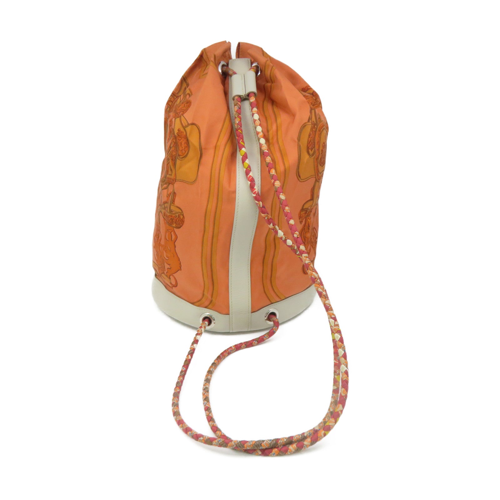HERMES 丝质/Evercolour皮革Brides De Gala Shoulder Bag肩背袋Blush/Gris Perlel橙色/米白色