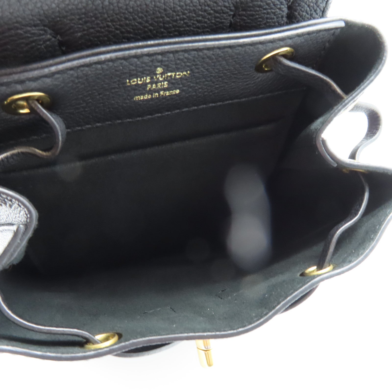 LOUIS VUITTON 牛皮皮革Lock Me Backpack Mini金扣背包黑色