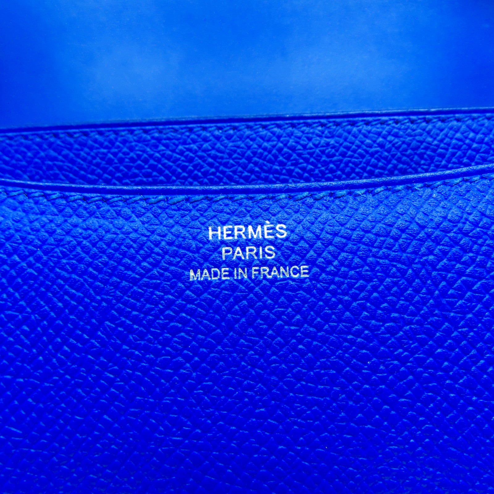 HERMES Epsom皮革Constance Mini銀扣肩背袋藍色
