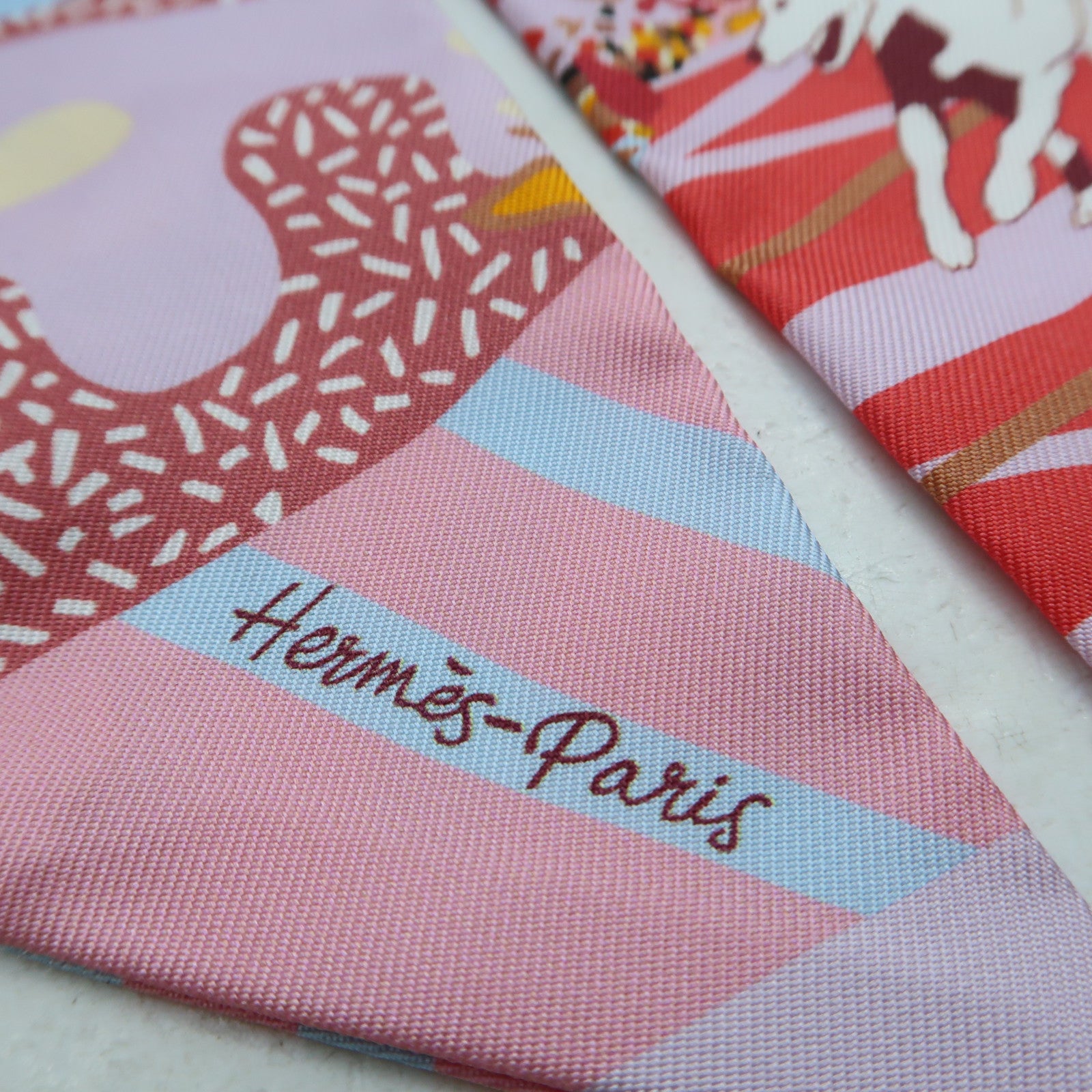 HERMES 絲質Twilly絲巾紅色