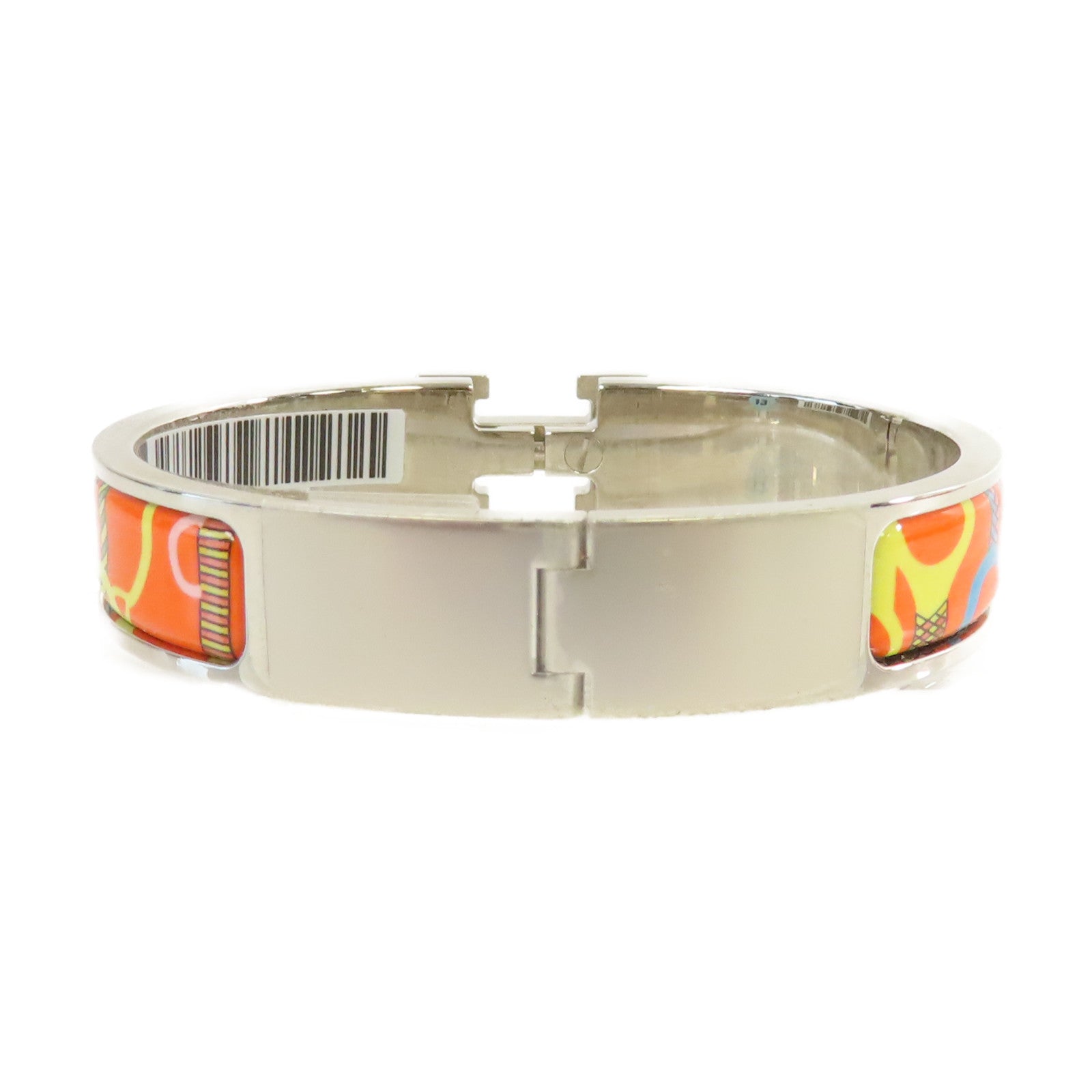 HERMES 金屬/琺瑯Clic H Bracelet銀扣手鐲橙色/彩色/銀色