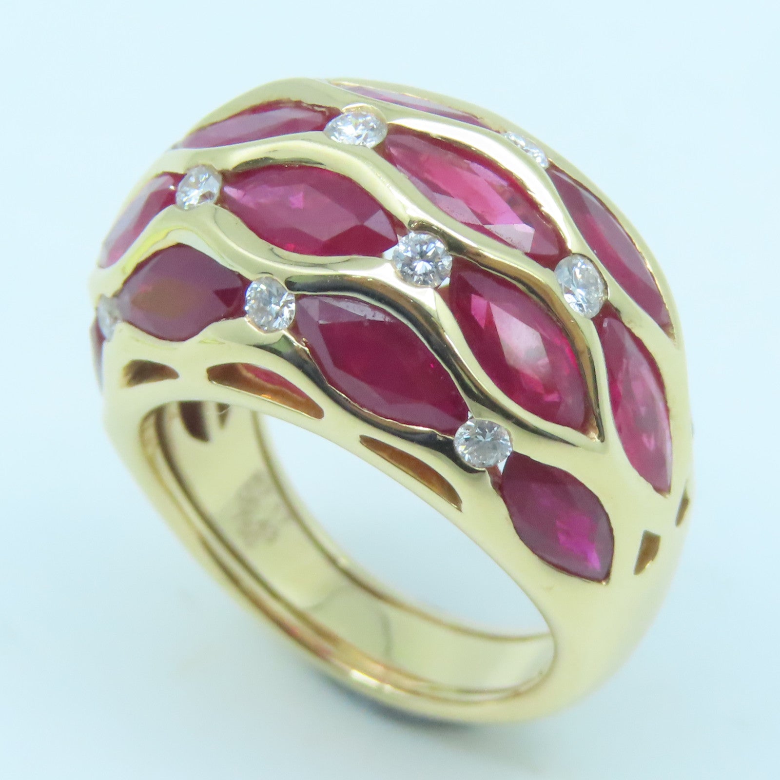 JEWELRY 18K rose gold Ruby Diamond Ring 7.17ct ruby/0.43ct diamond ring US#6.5