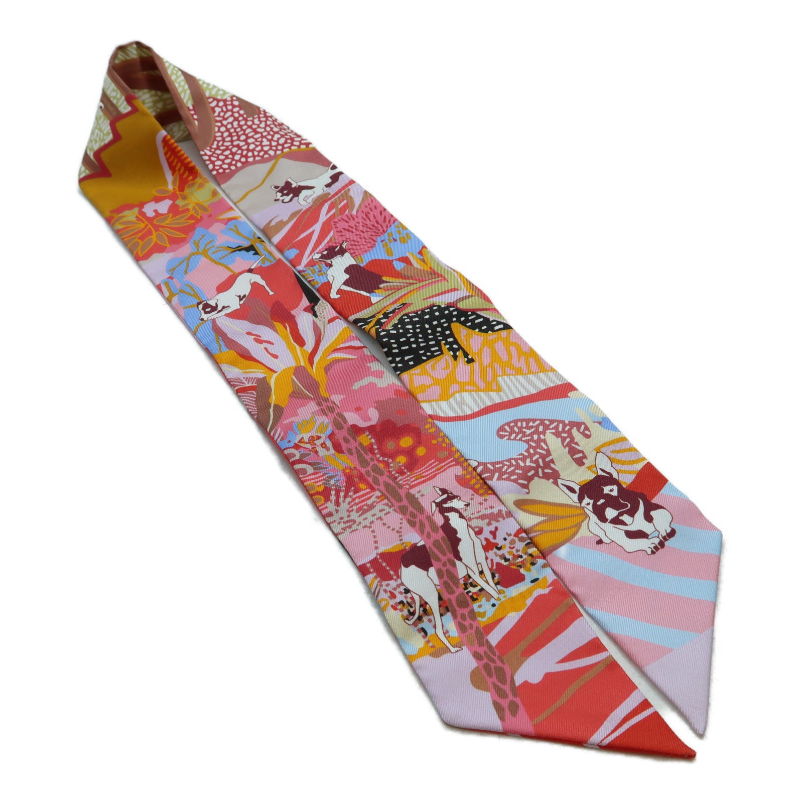HERMES 絲質Twilly絲巾紅色