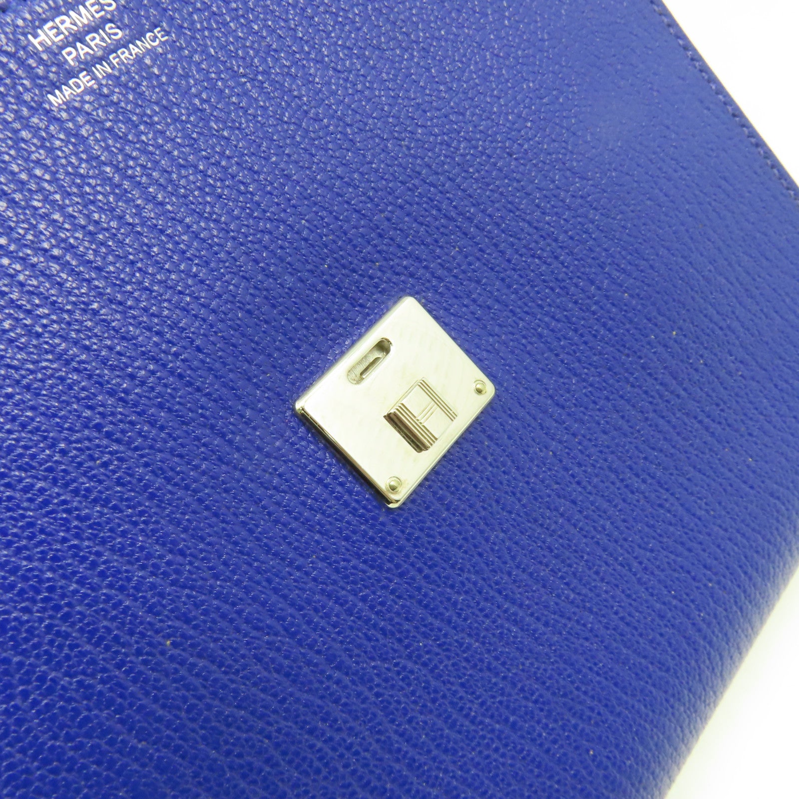 HERMES Chevre皮革Clic 16 Shoulder Bag銀扣肩背袋Bleu Electrique電光藍色