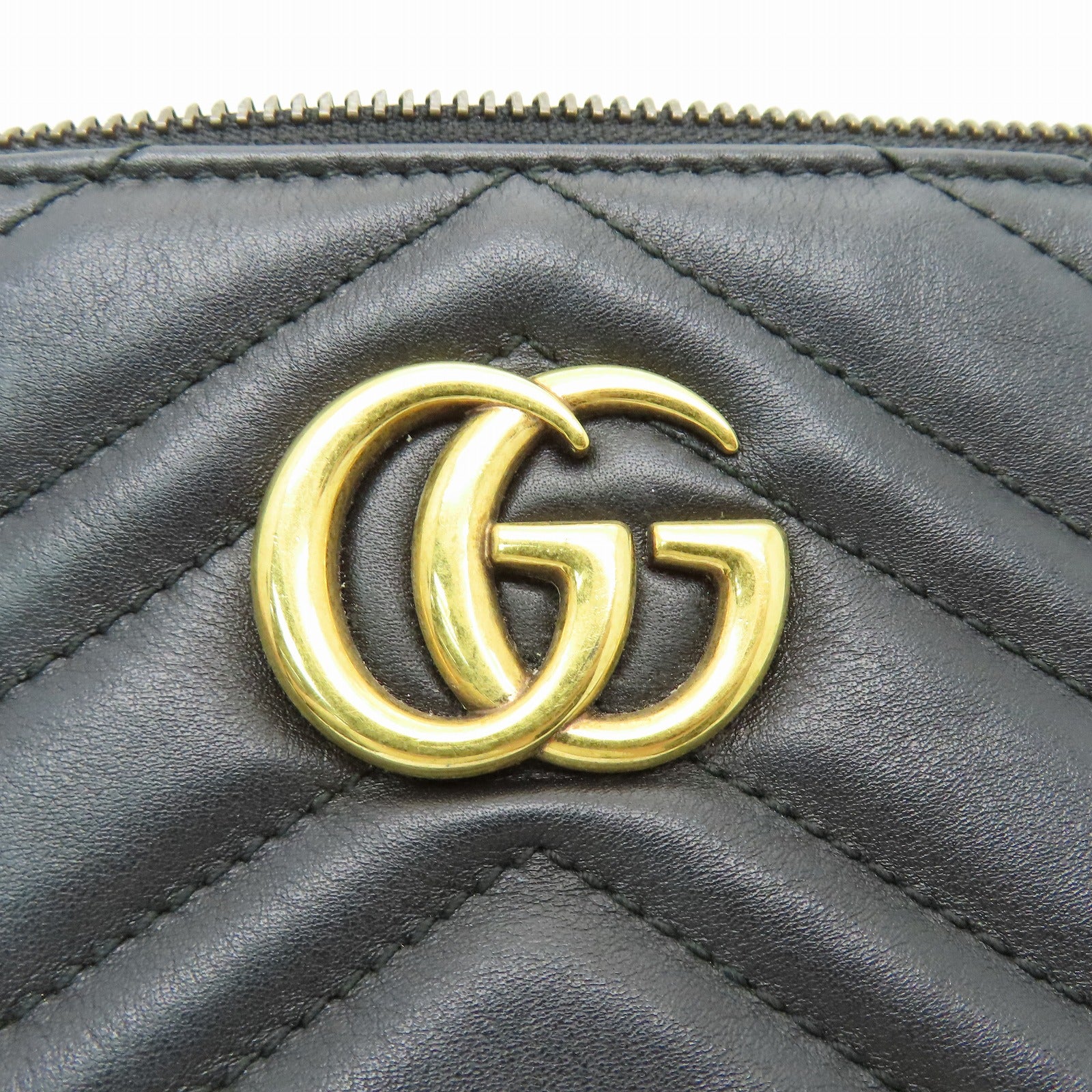 GUCCI 牛皮皮革Chain Shoulder金扣鏈帶肩背袋黑色