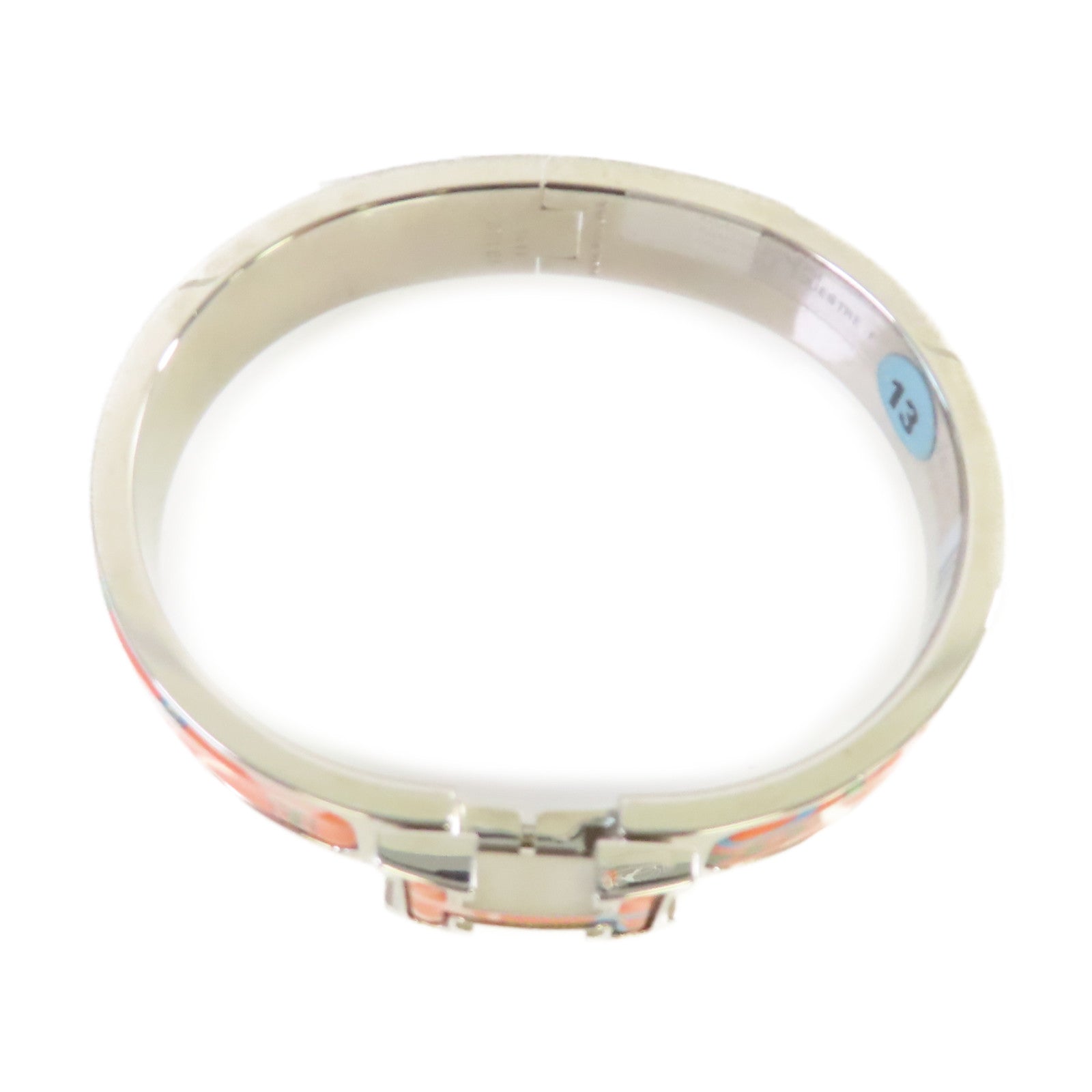 HERMES 金屬/琺瑯Clic H Bracelet銀扣手鐲橙色/彩色/銀色