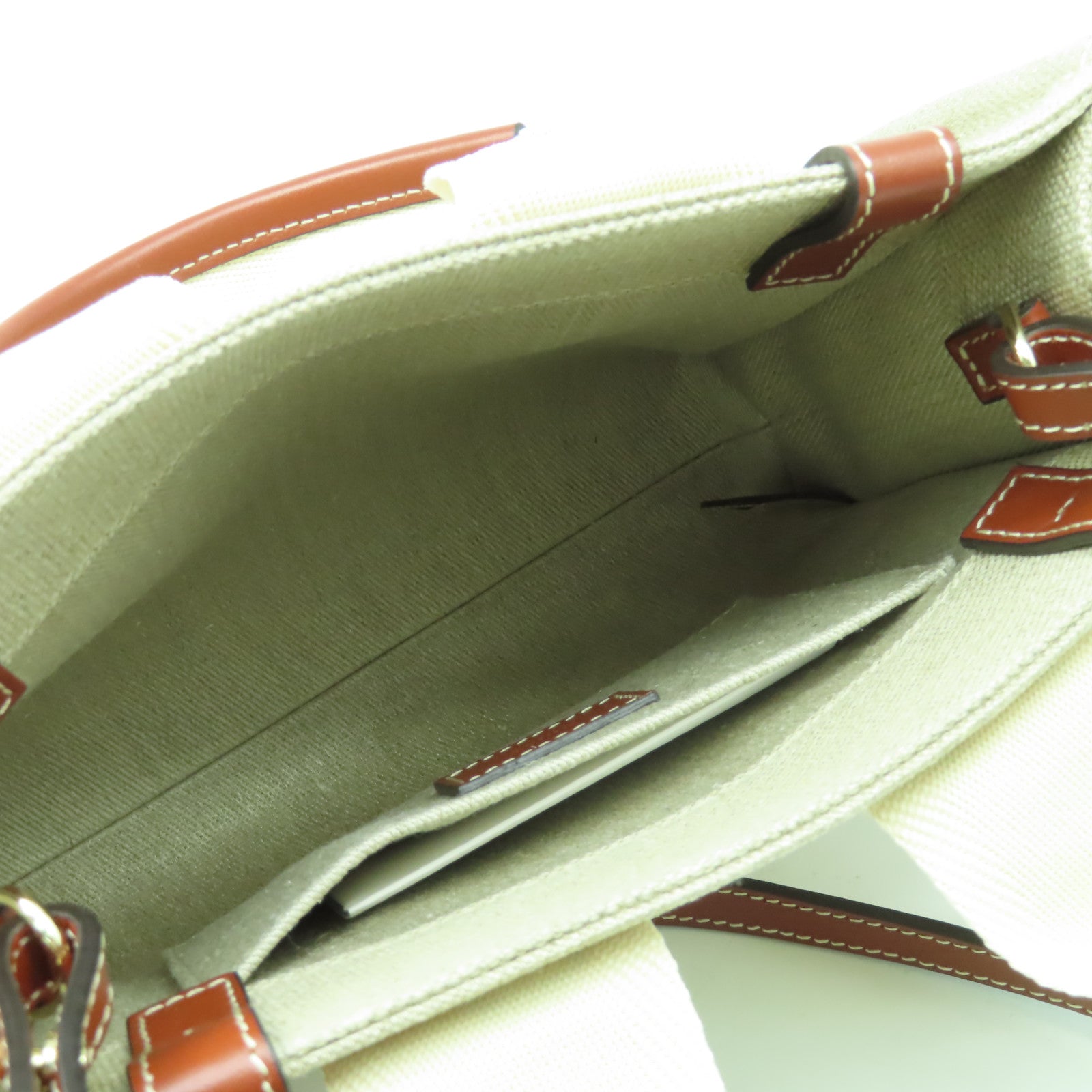 Chloe 帆布/皮革Small Woody Tote bag金扣手挽肩背兩用袋米色/啡色
