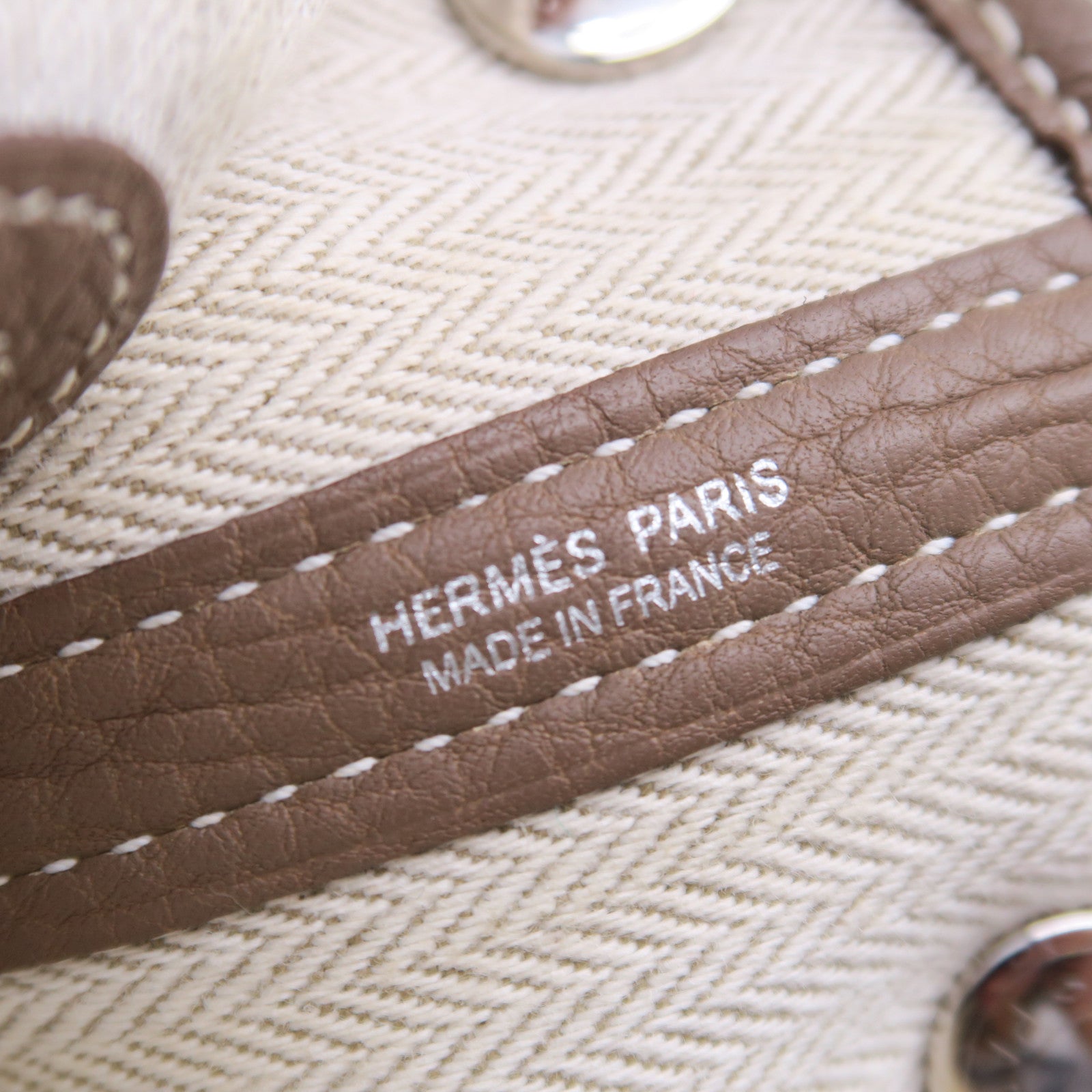 HERMES Negonda皮革Garden Party TPM銀扣手挽袋大象灰色