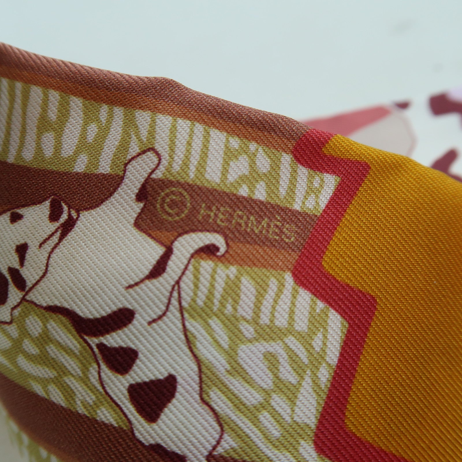 HERMES 絲質Twilly絲巾紅色