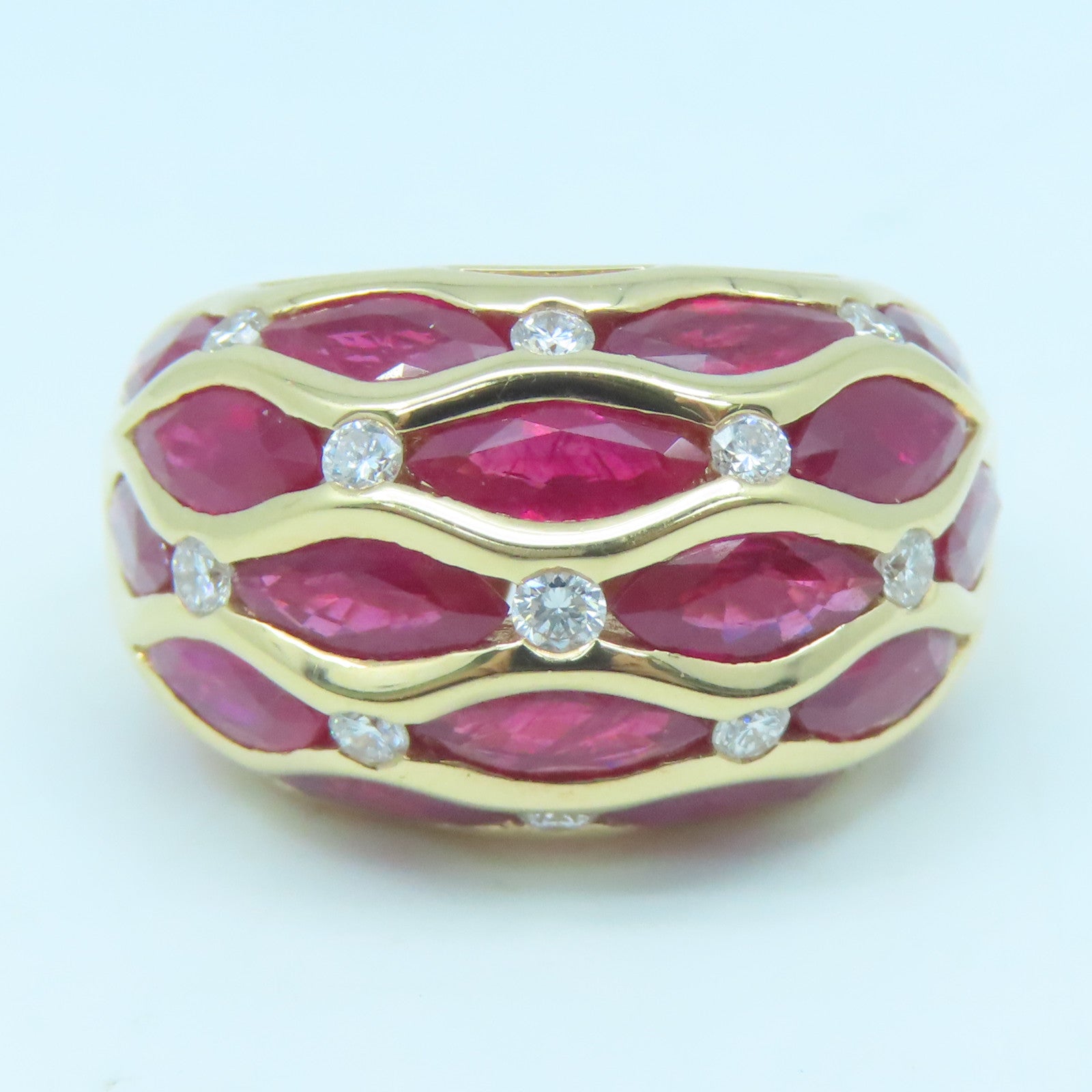 JEWELRY 18K rose gold Ruby Diamond Ring 7.17ct ruby/0.43ct diamond ring US#6.5