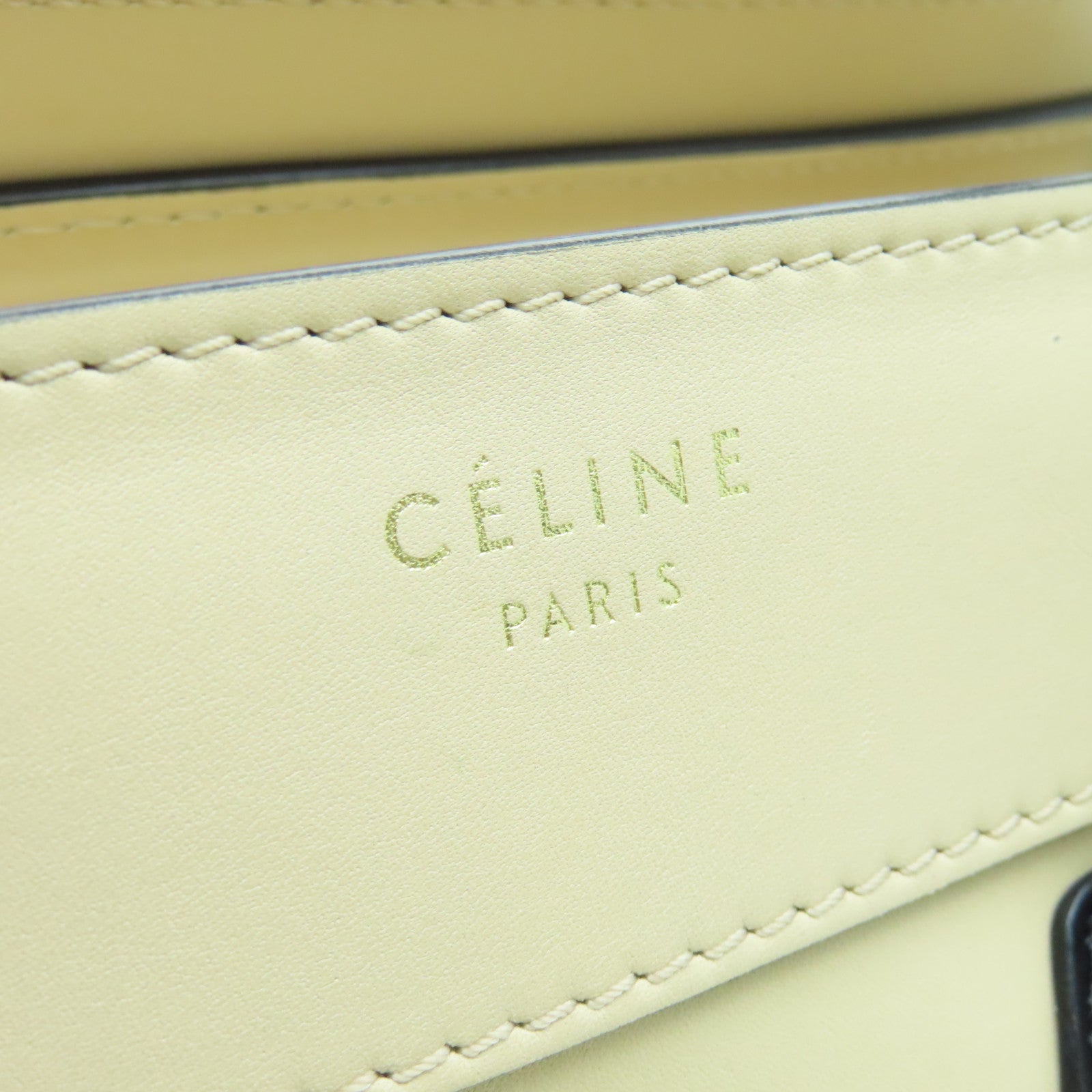 CELINE Leather Micro Luggage Gold Buckle Shoulder Bag Beige