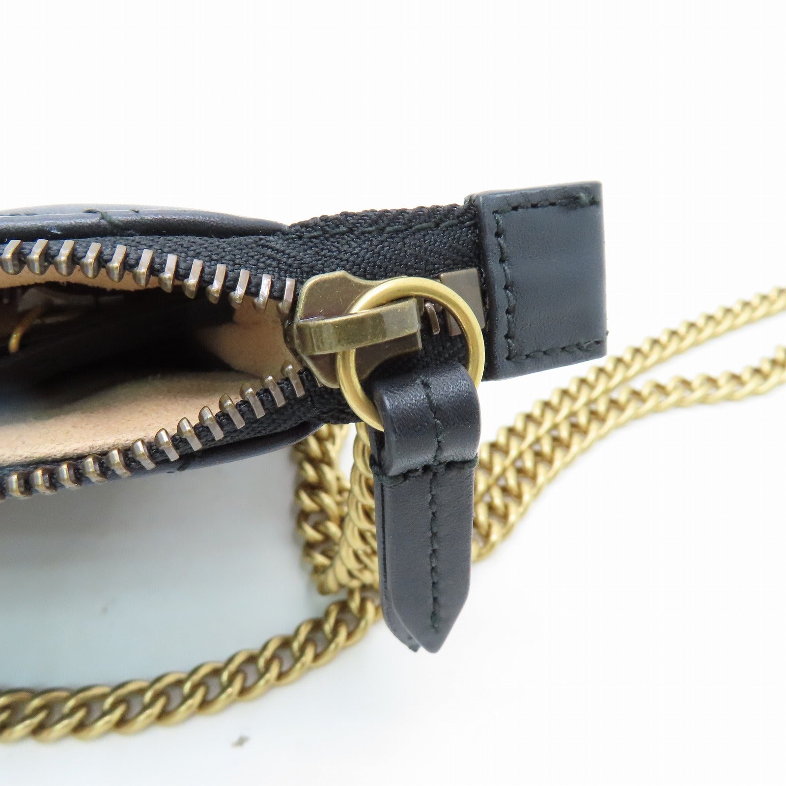 GUCCI 牛皮皮革Chain Shoulder金扣鏈帶肩背袋黑色