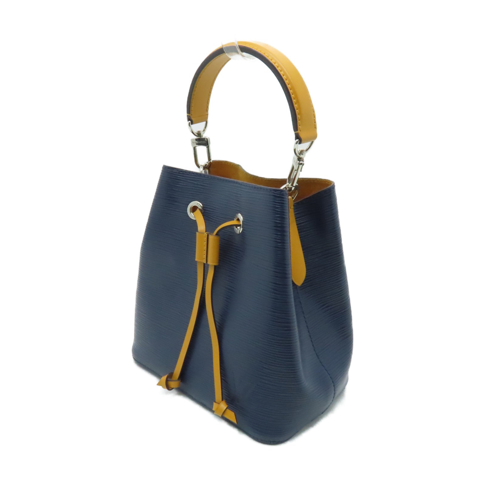LOUIS VUITTON Epi Neo Noe BB銀扣手挽肩背兩用袋藍色/棕色