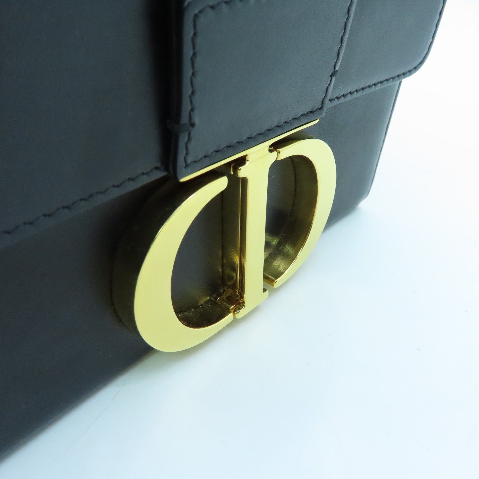 Dior Calfskin Leather 30 Montaigne Silver Buckle Shoulder Bag Black