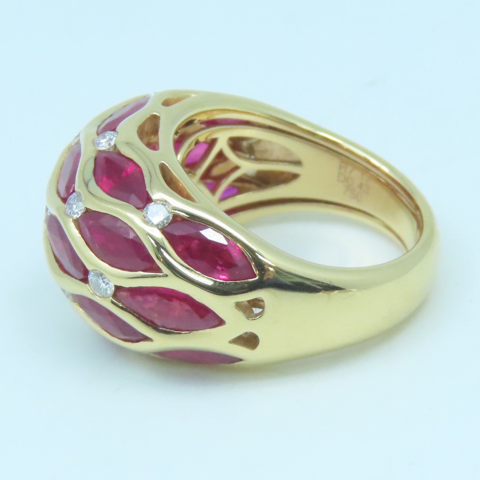 JEWELRY 18K rose gold Ruby Diamond Ring 7.17ct ruby/0.43ct diamond ring US#6.5